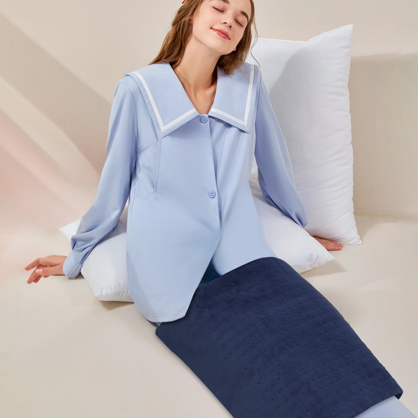 20" x 24" Electric Heating Pad - Coral Fleece + Knitted Fabric - Half an Hour Timer + 6 Heating Levels