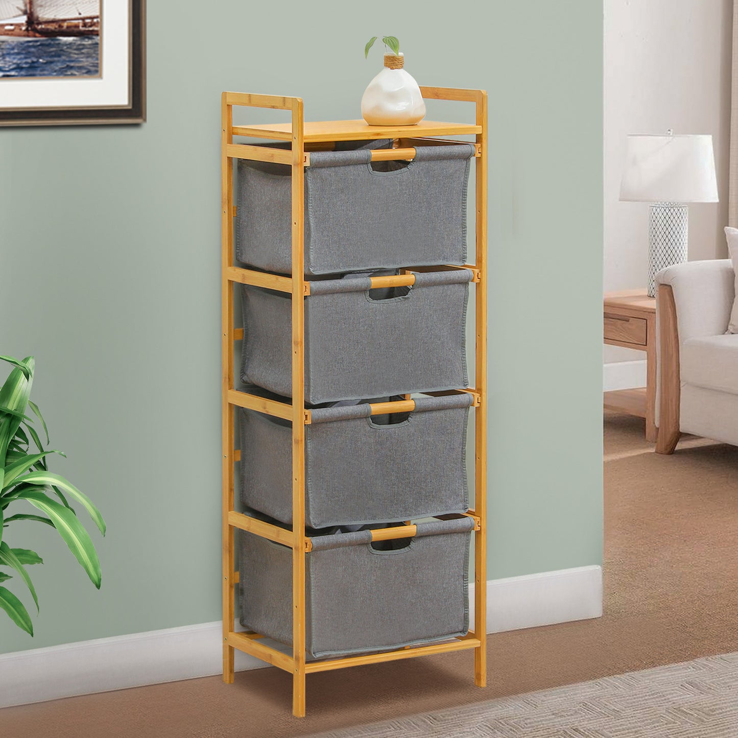 Fabric Drawer Clothes Organizer - Bamboo/Fabric - Grey