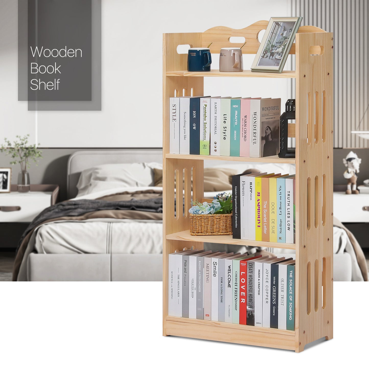 Wooden Display Storage Organizer - 4 Tier - Natural