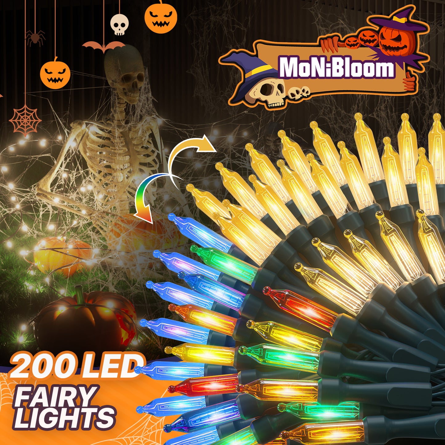 LED String Fairy Light - 200 Bulbs, 65 Ft - 8 Modes - Connectable