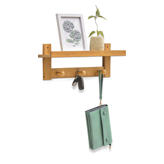 Wall Mounted Coat Hook - with Shelf - Natural