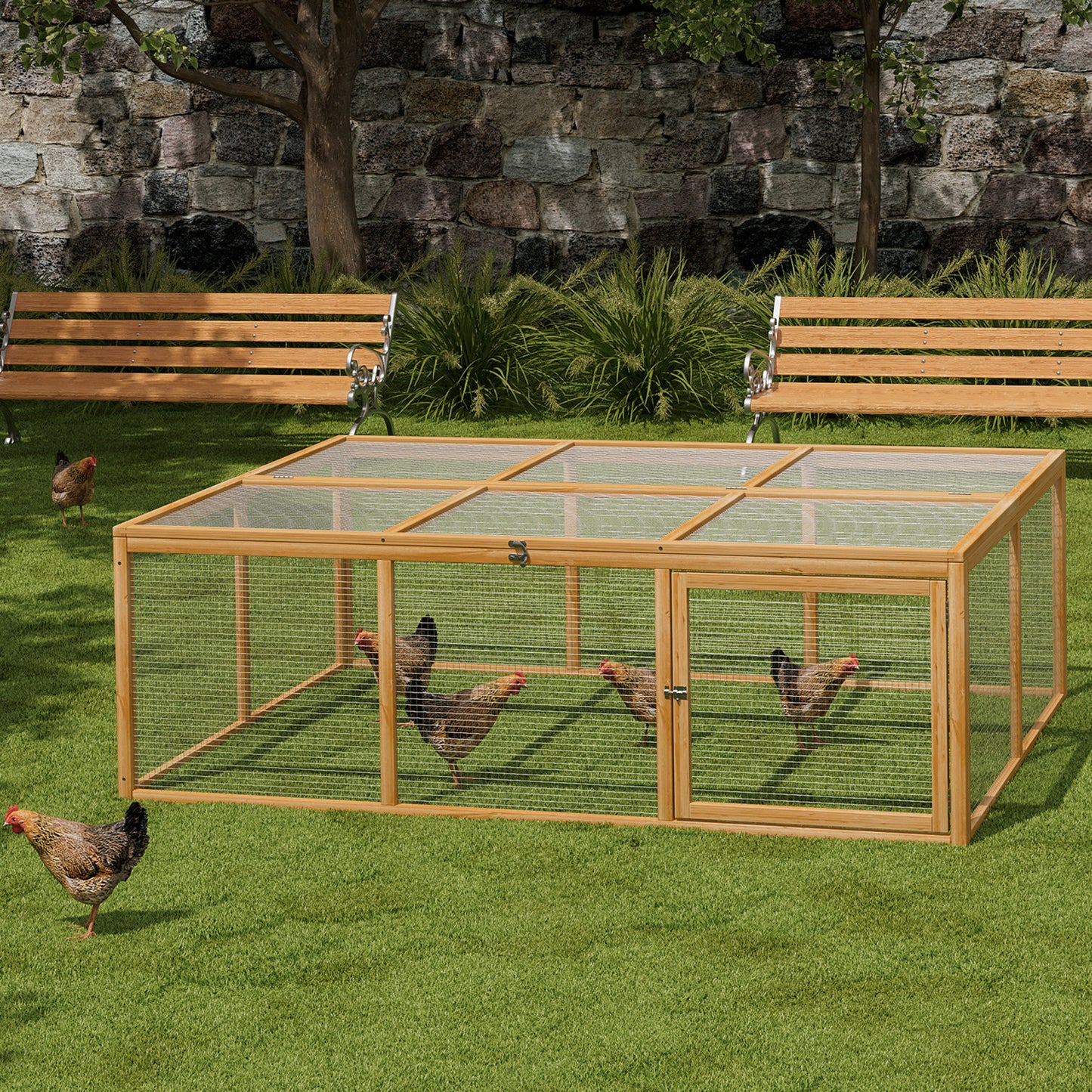 68"x48" Wooden Chicken Coop Rabbit Hutch