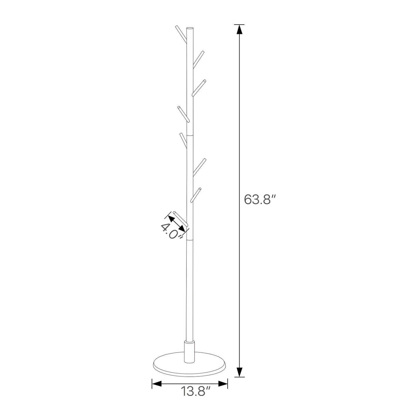 Coat Tree Stand - Round Base - Natural