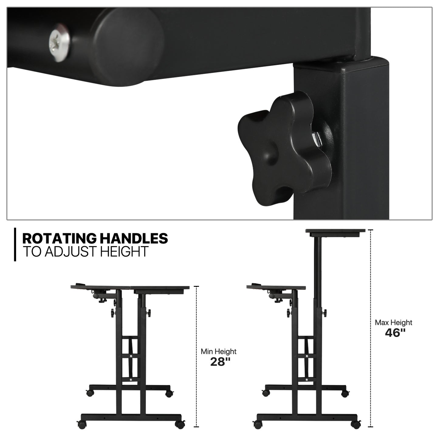Lifting Tilting Computer Desk w/Monitor Shelf Adjustable Height 28" to 46"