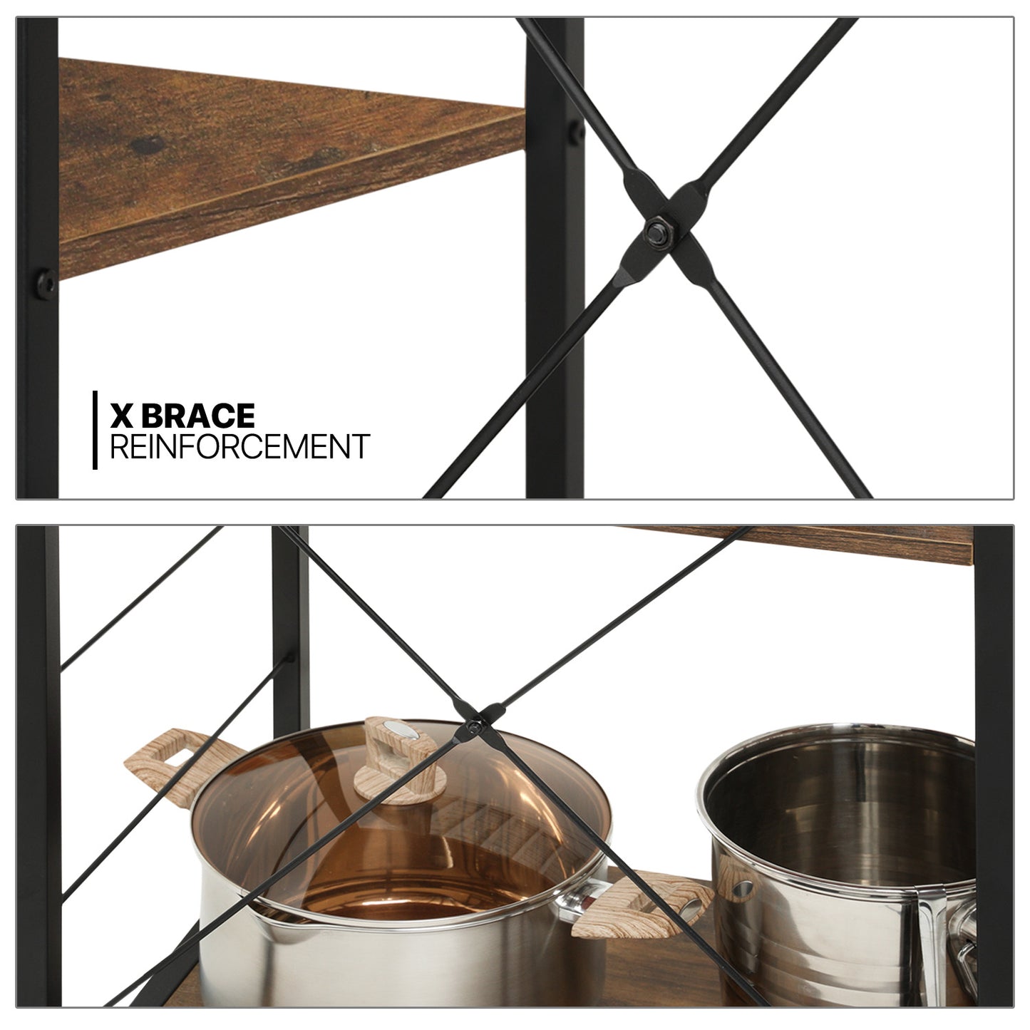 Kitchen Baker's Rack 35.5"x16"x33" - with Shelf & Movable Basket