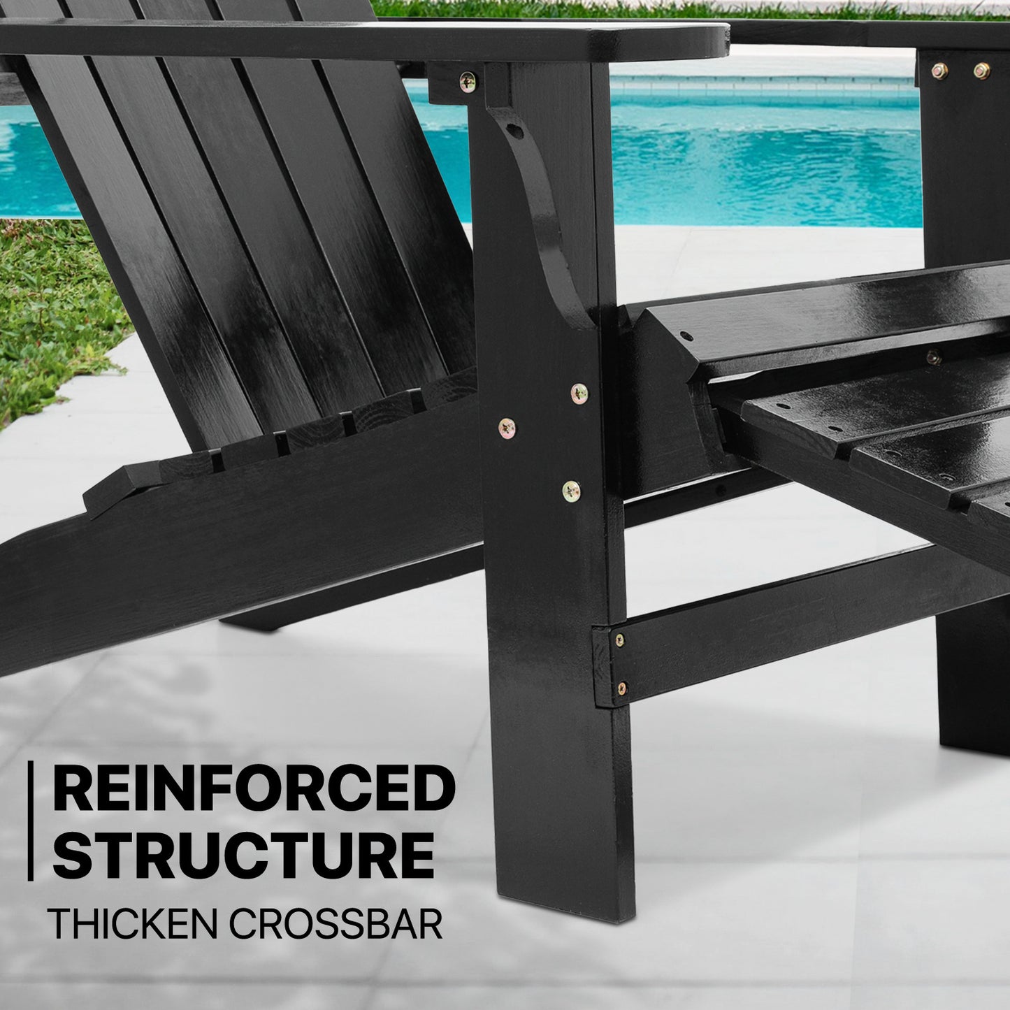 Set of 2 Adirondack Chair - Retractable Footrest