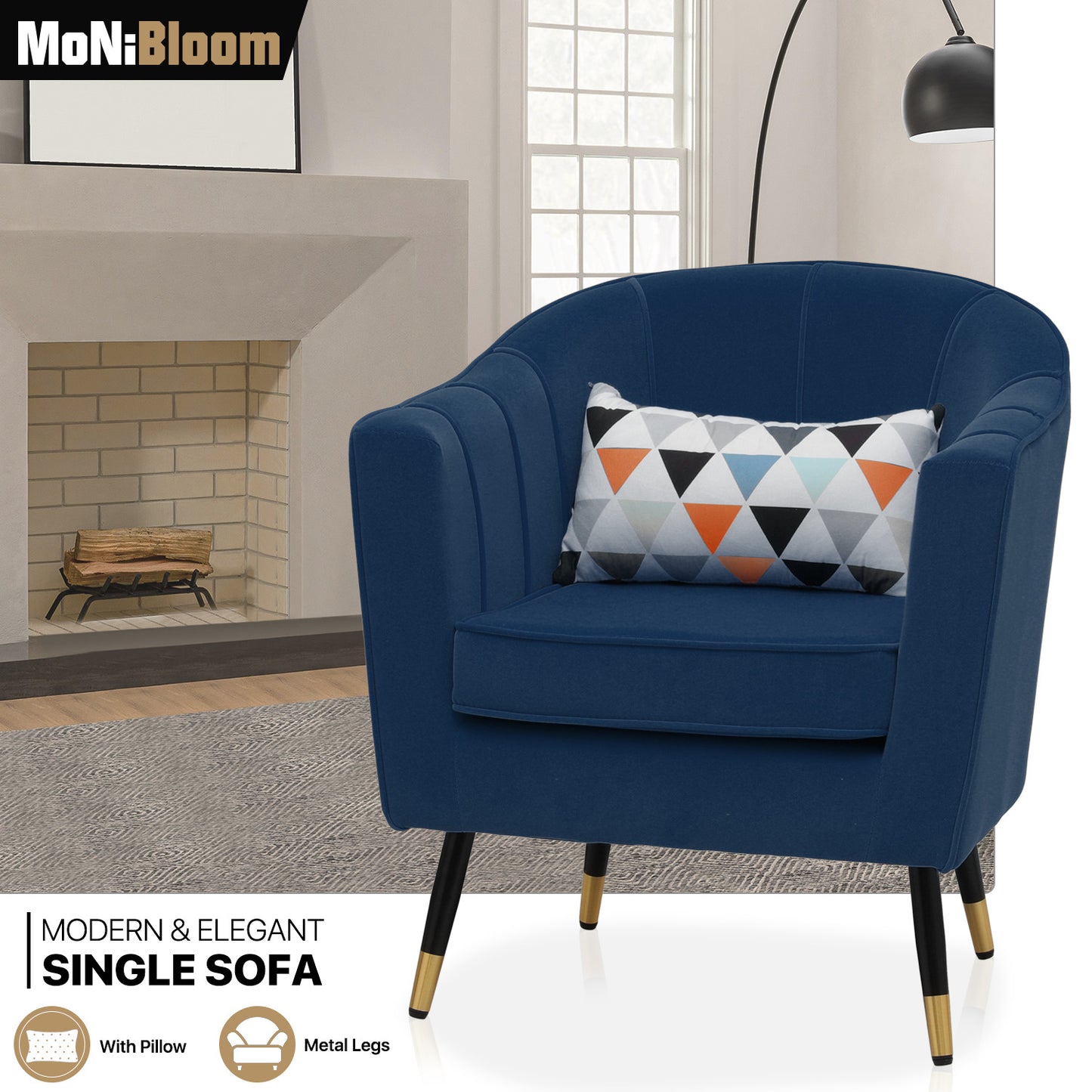 Suede Accent Chair - w/Detachable Cushion - Club Single Sofa - 31" Width