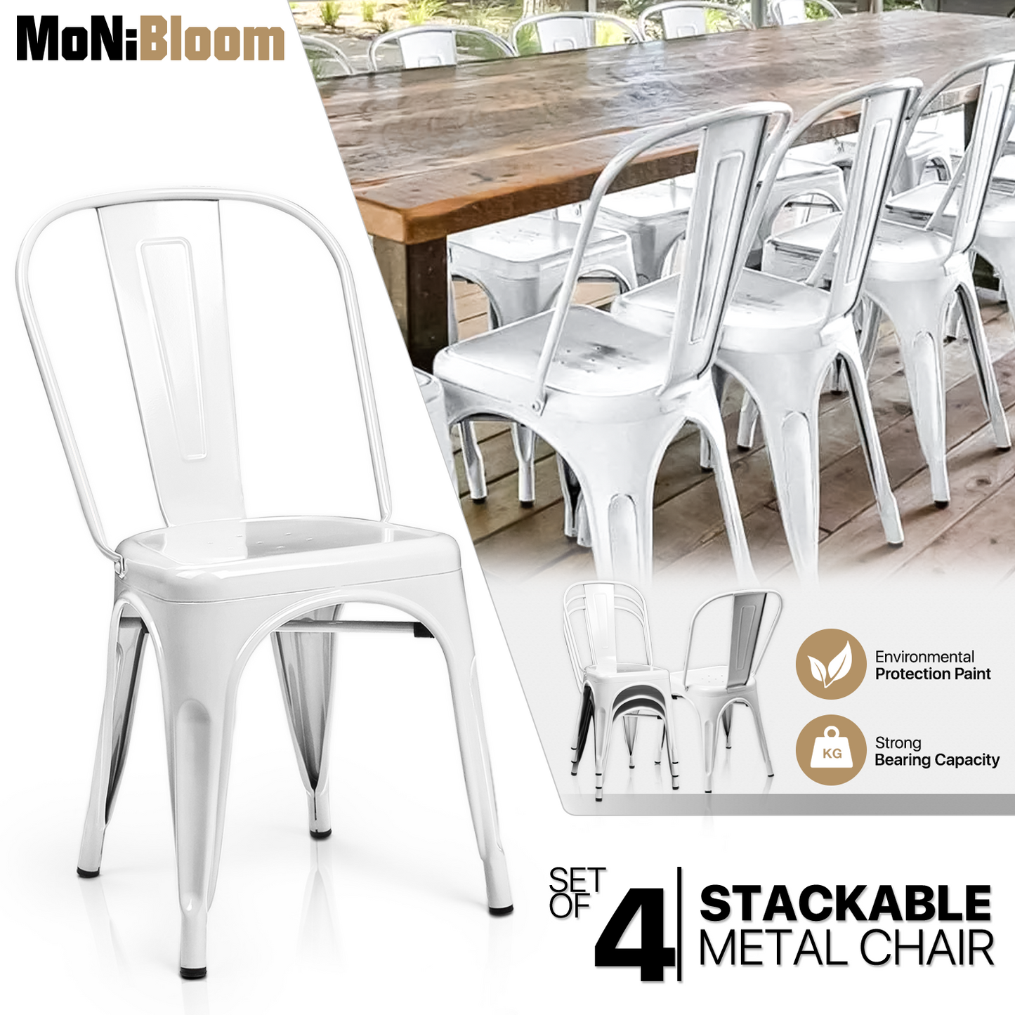 4 Pcs Stackable Dining Chair
