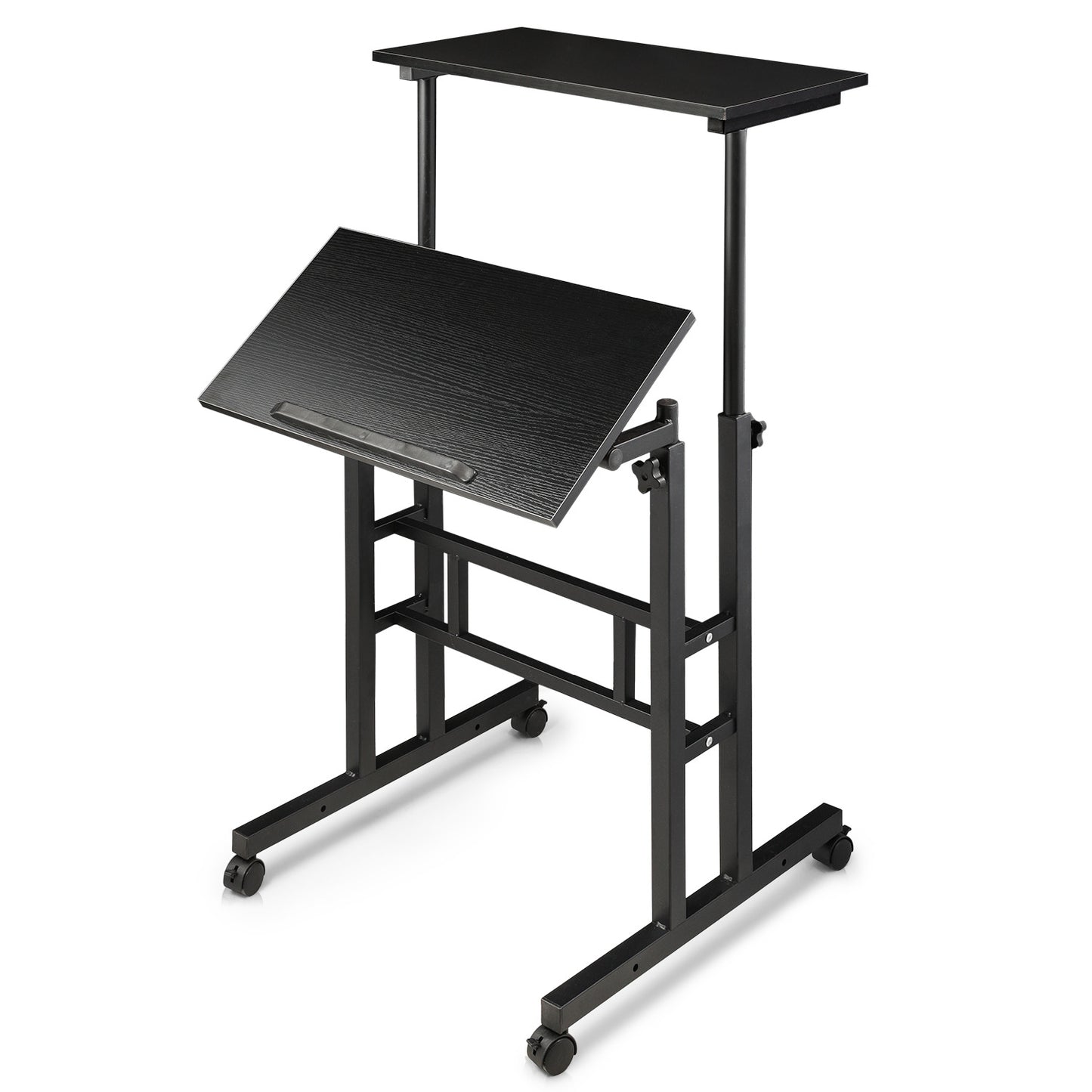 Lifting Tilting Computer Desk w/Monitor Shelf Adjustable Height 28" to 46"