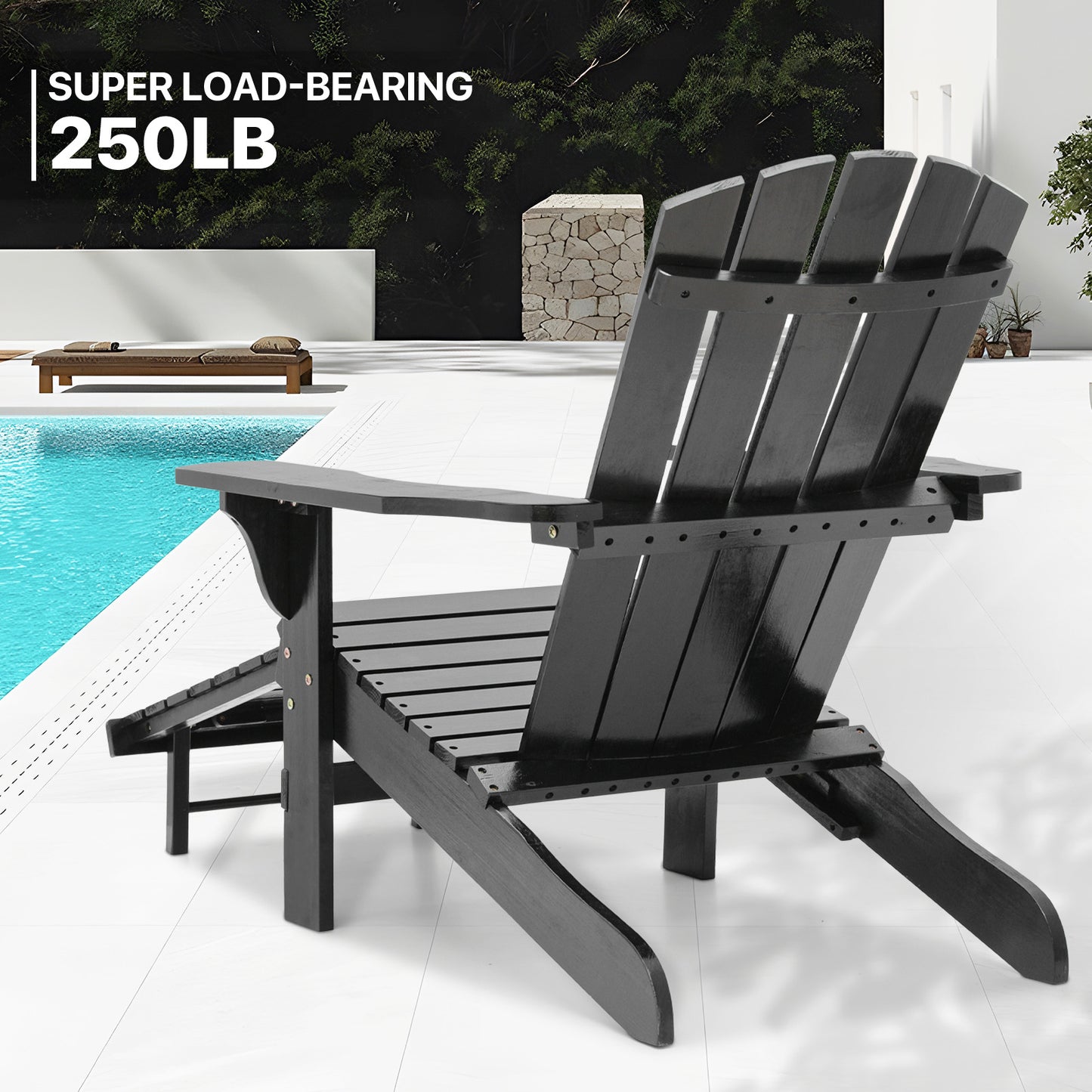 Set of 2 Adirondack Chair - Retractable Footrest