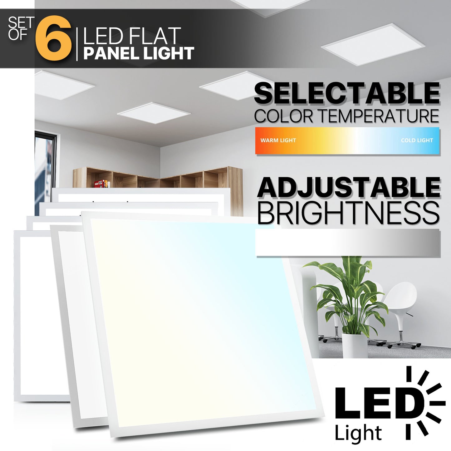 2x2 FT LED Flat Panel Light, 2 / 4 /6 Pack