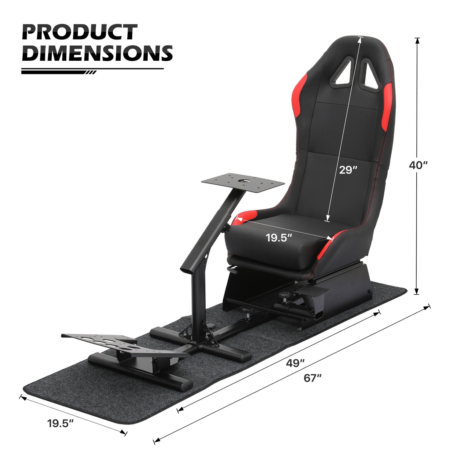 Racing Simulator Cockpi - Adjustable Gaming Seat - Red