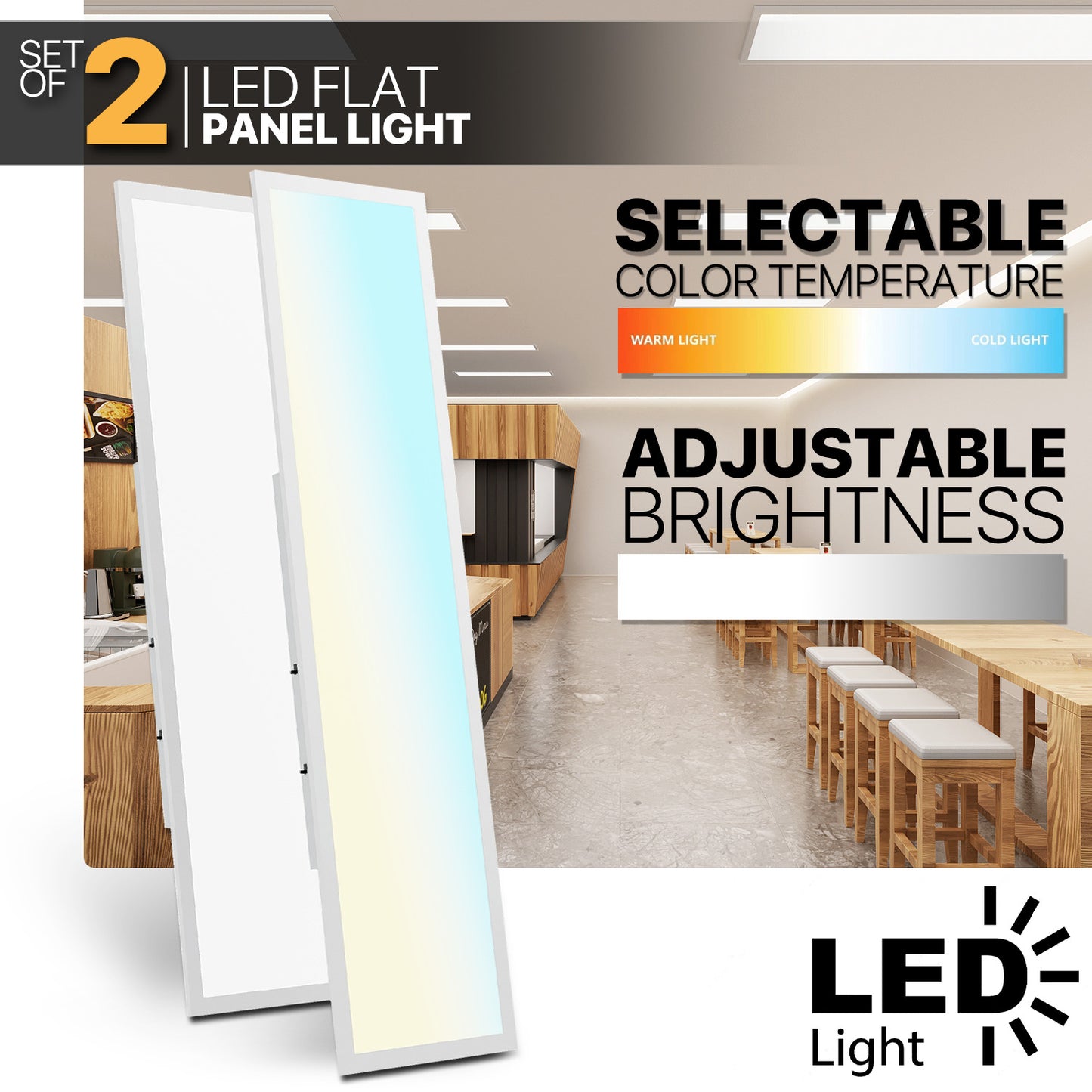 1x4 FT LED Flat Panel Light, 2 / 4 /6 Pack