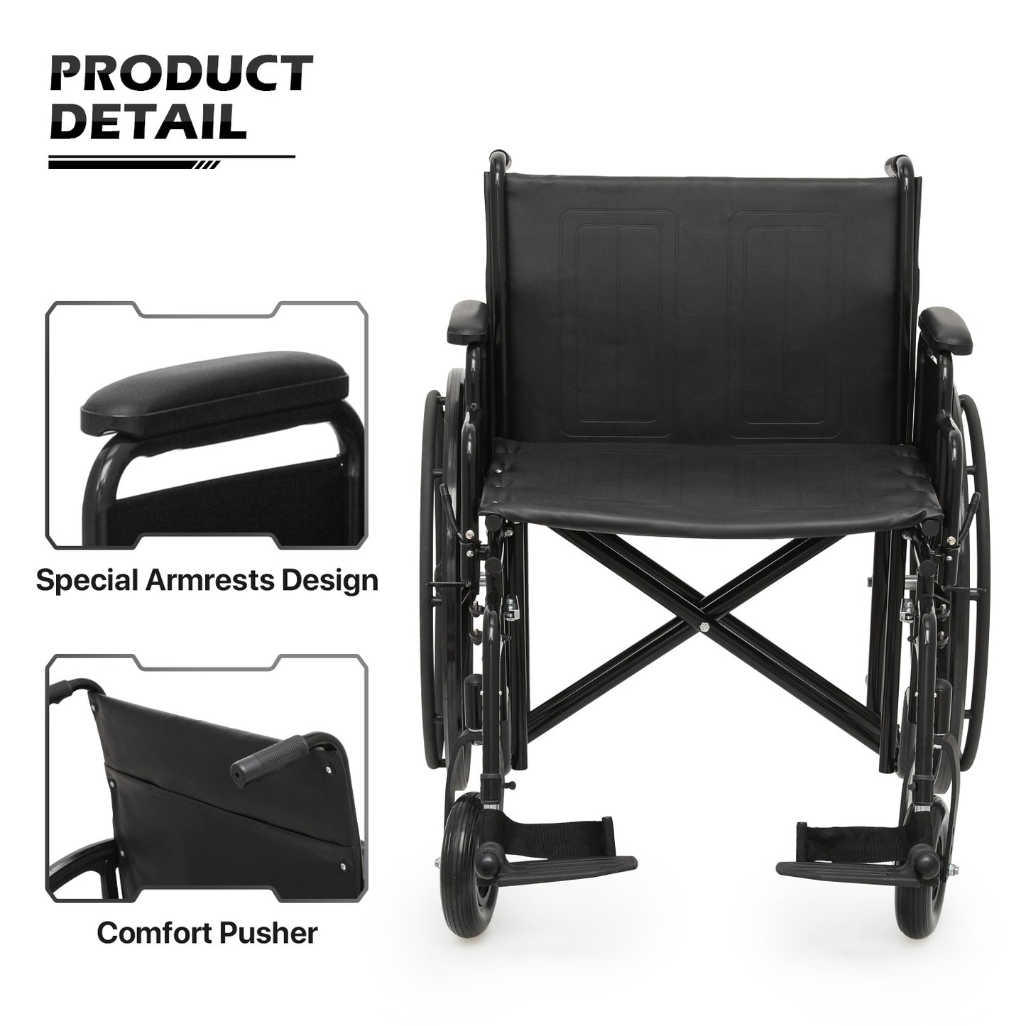 Manual Wheelchair - Extra Width 24"x17.5" Seat - FDA Approved