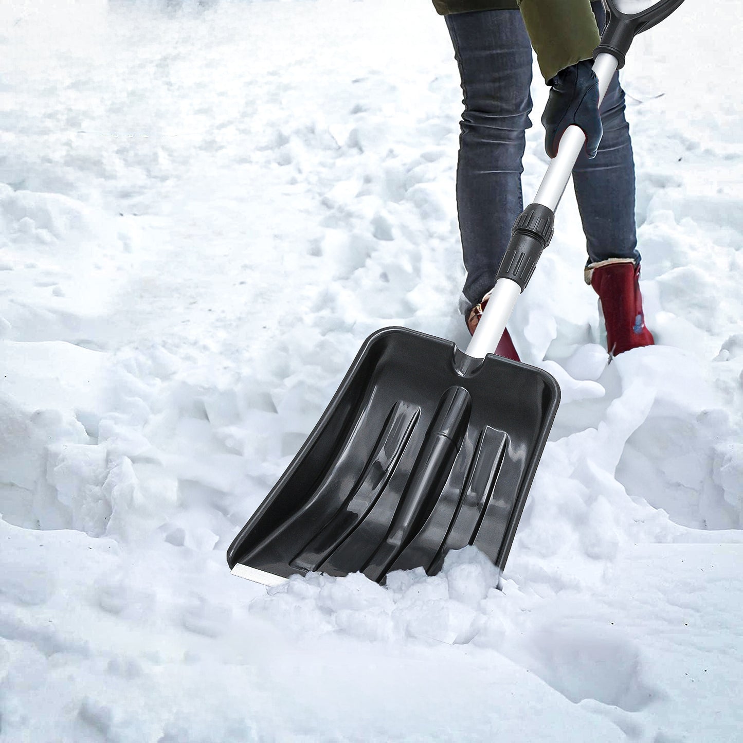 Snow Shovel - 2.3 to 3 FT Height - Black