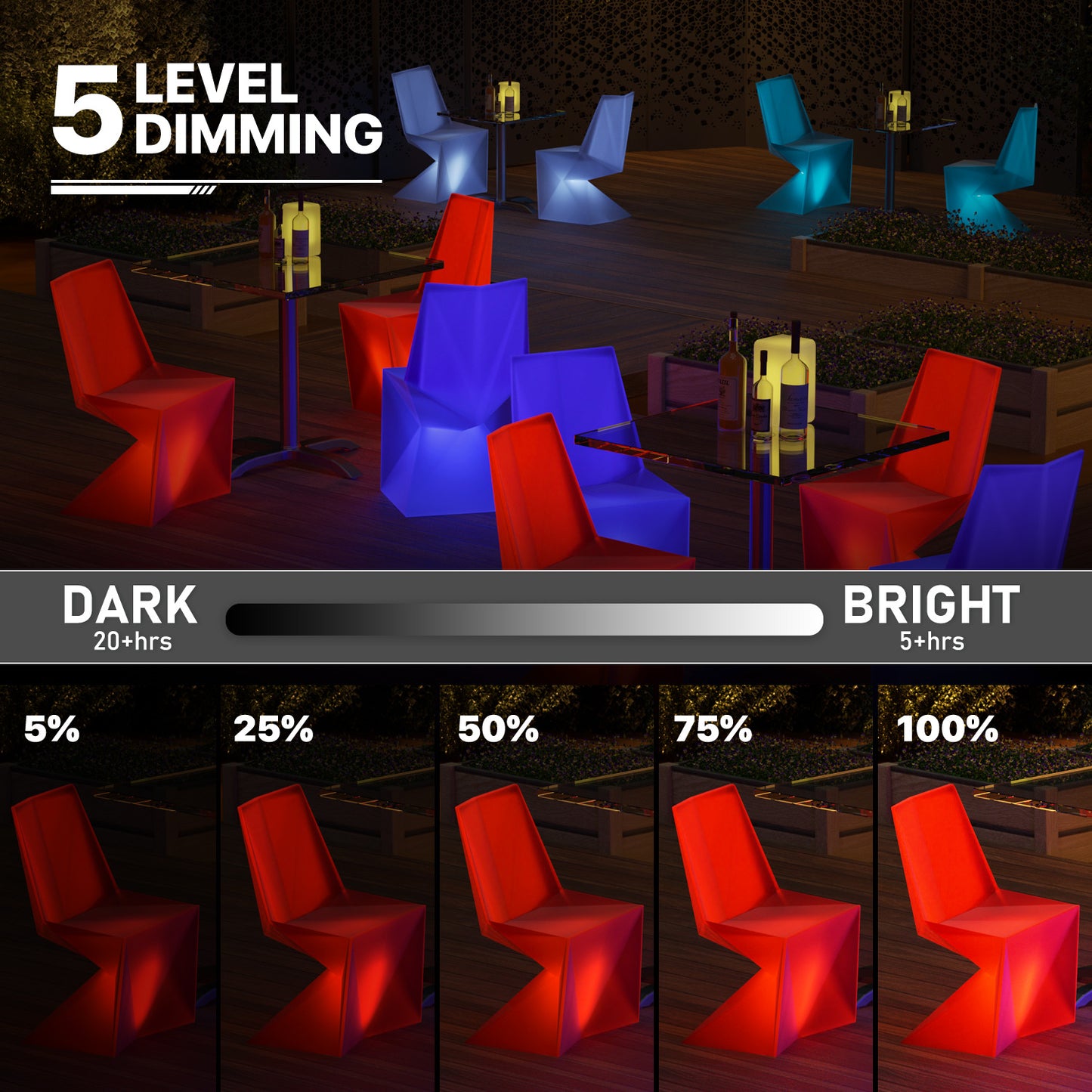 LED - Stool - Diamond Shape - 16 Colors Remote Control