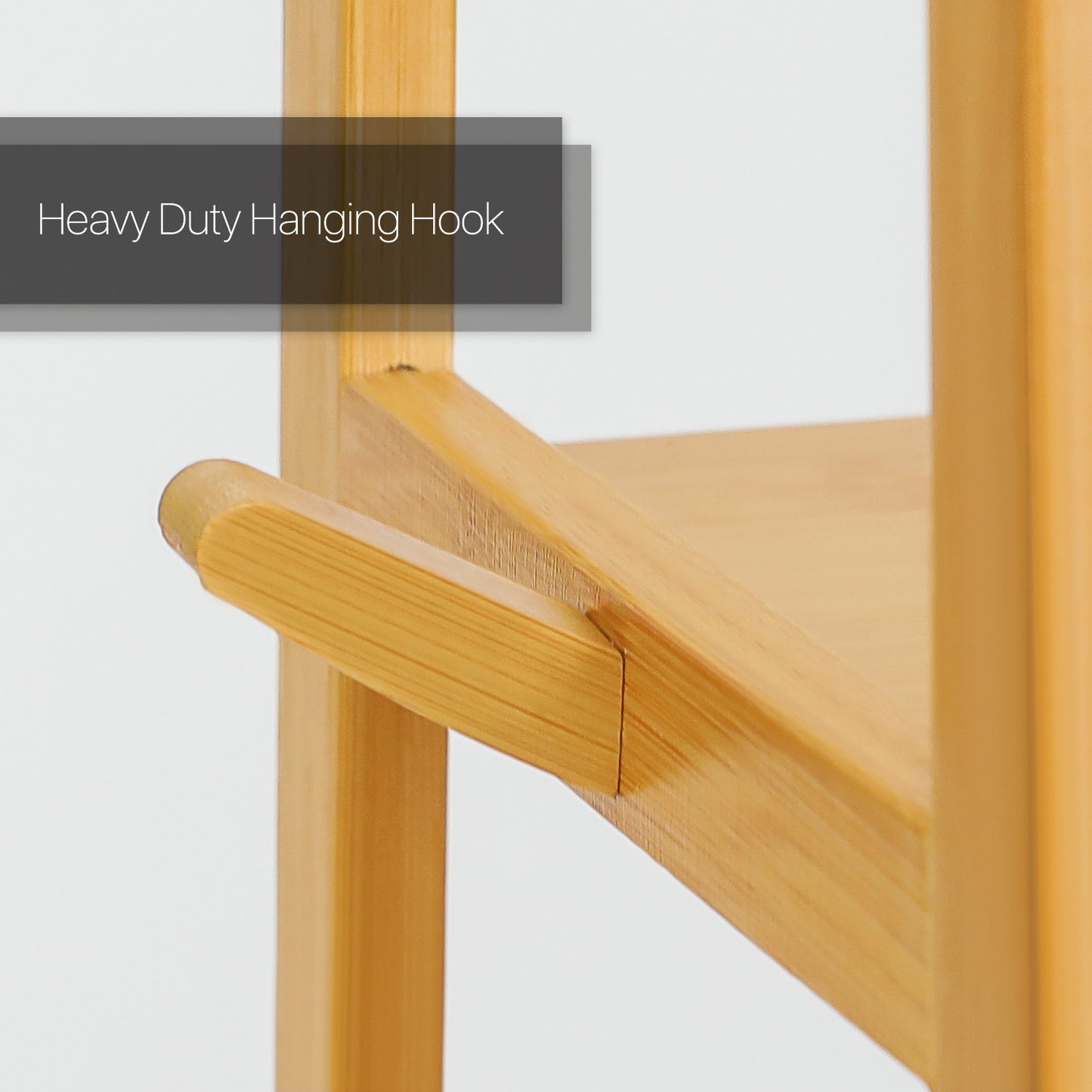 Over Toilet Storage Rack - with Hooks - Natural