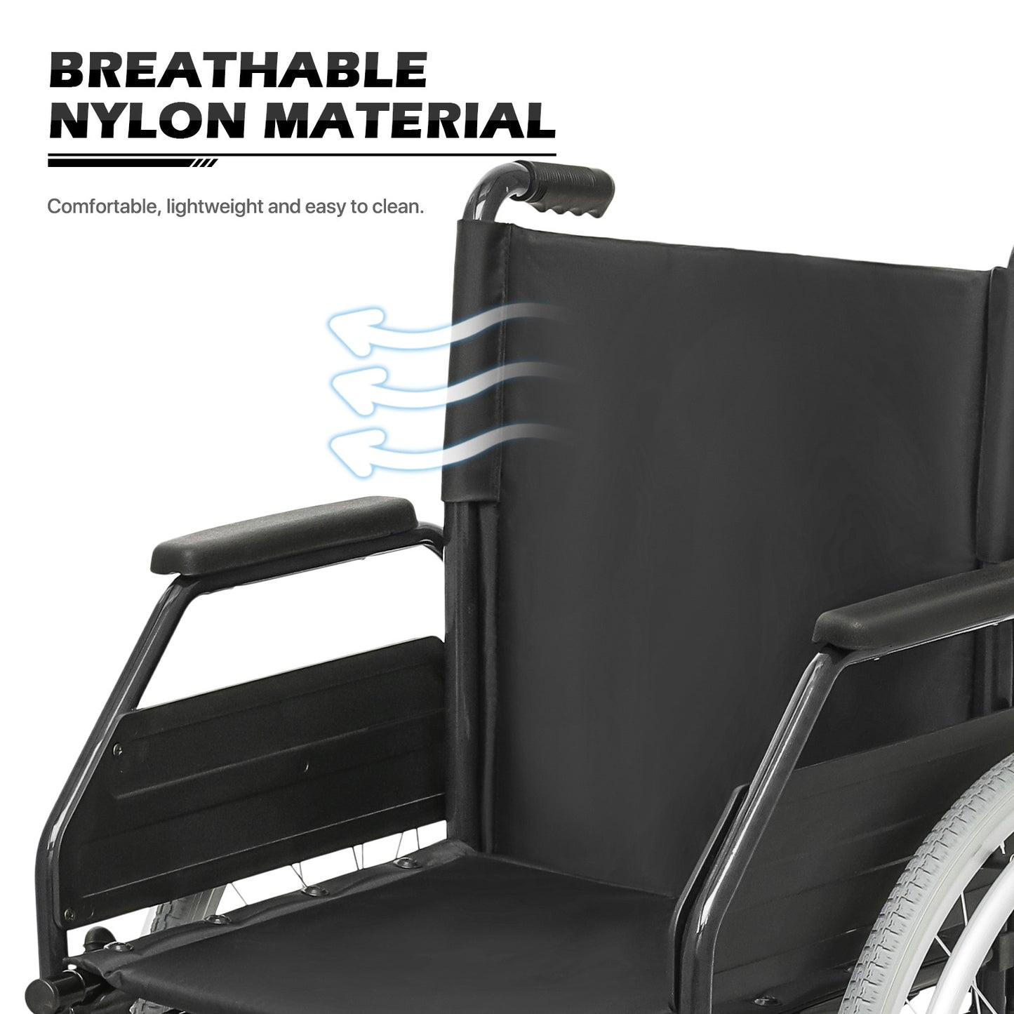 Manual Wheelchair - 7.5'' Front & 23.5'' Rear Wheel - 17"x15.5'' Nylon Seat