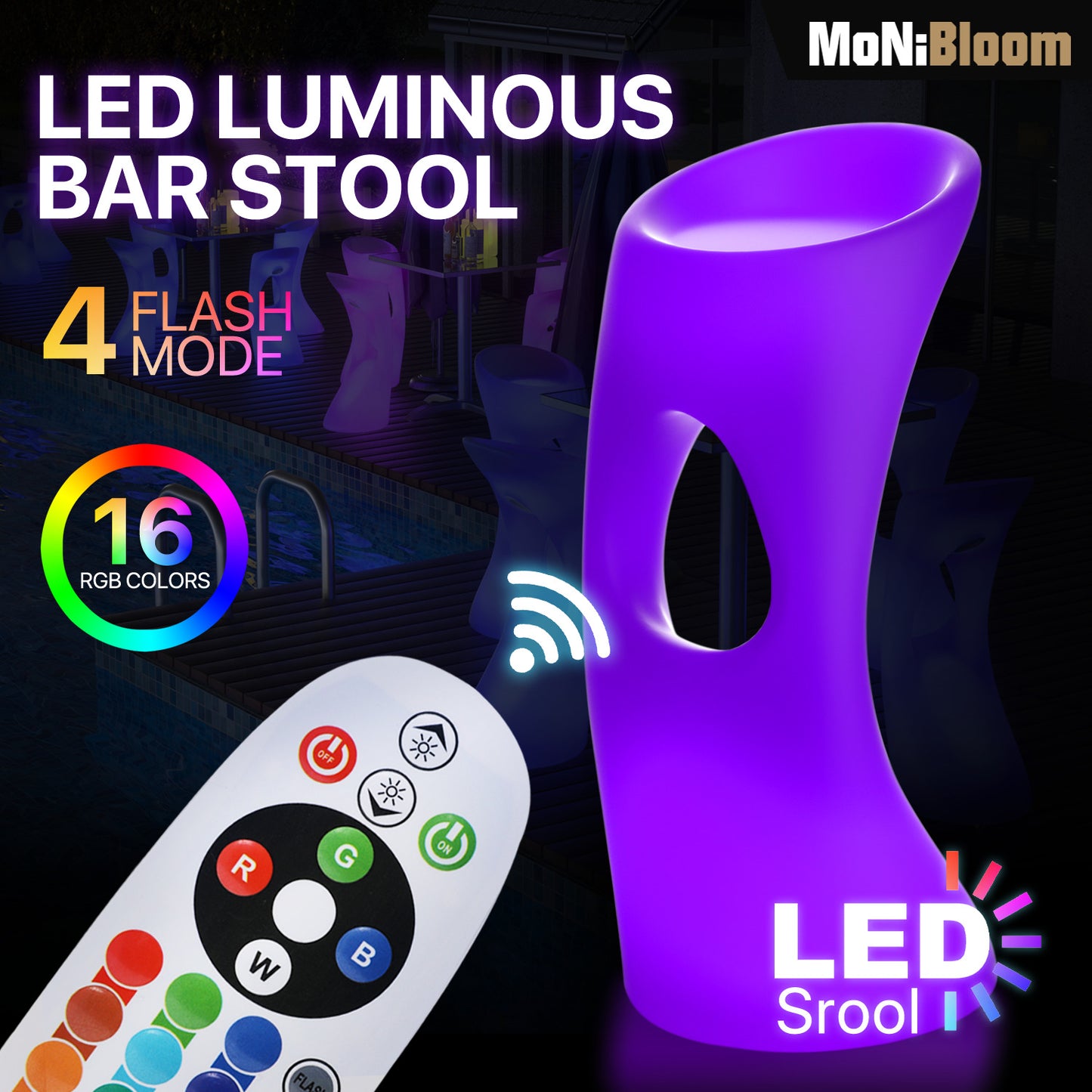 LED - Stool - Hole - 16 Colors Remote Control