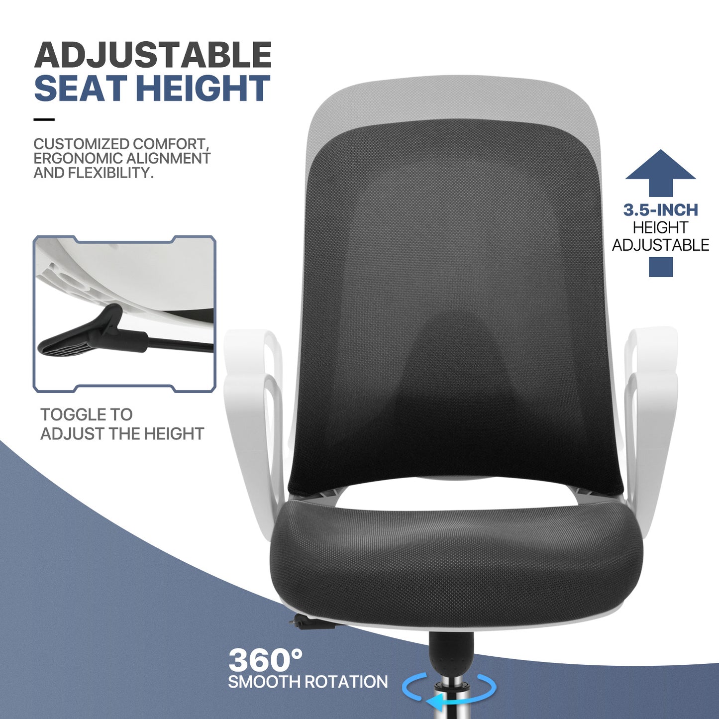 Office Chair w/D-Shaped Armrest