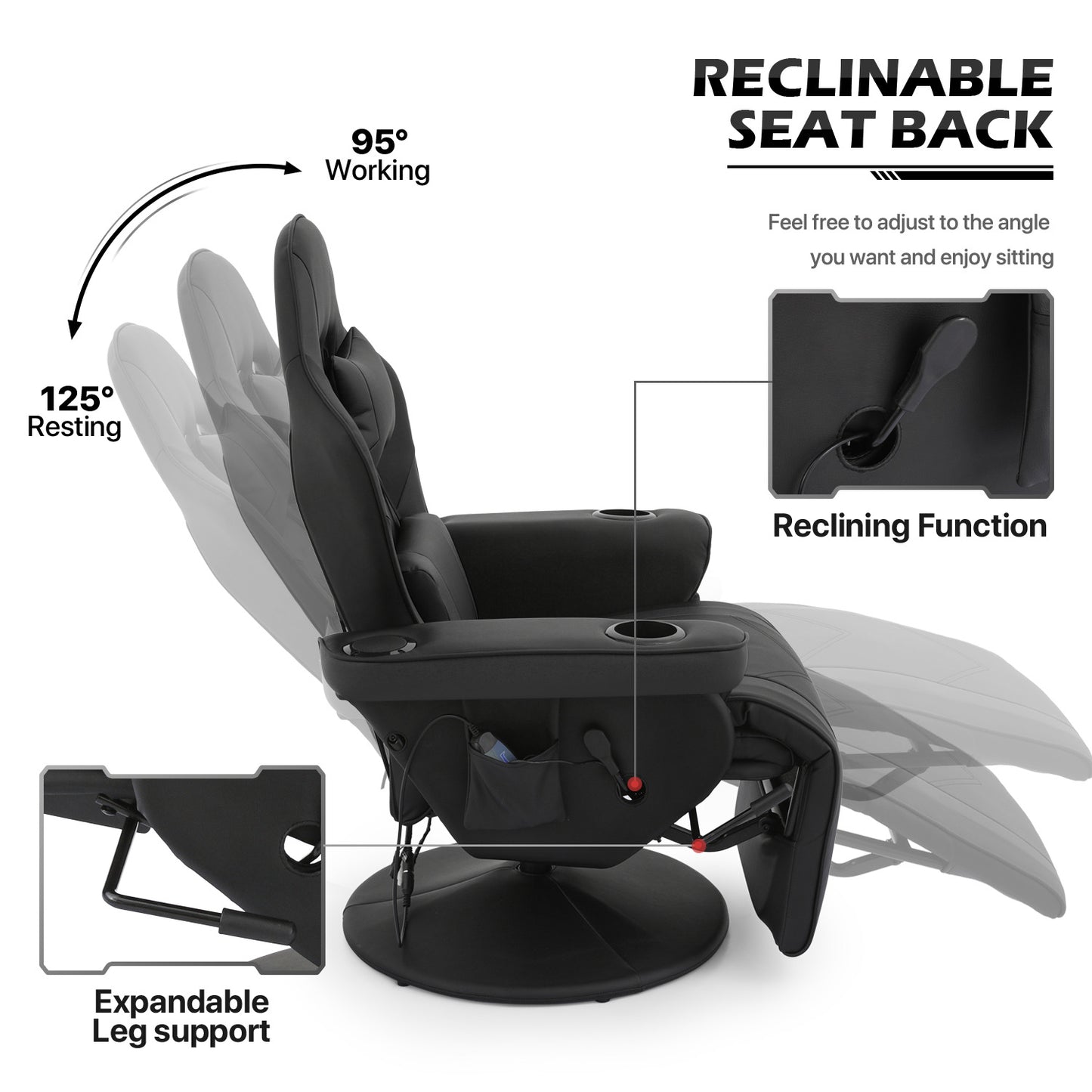 Massage Reclinable Computer Chair #004