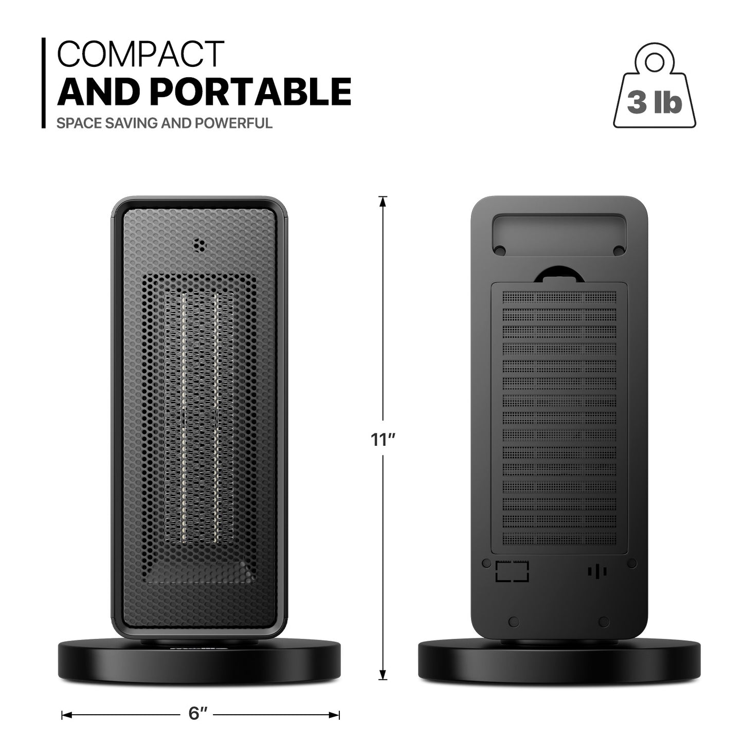 1200W Cuboid PTC Electric 160 sq.ft Space Heater - LCD Display