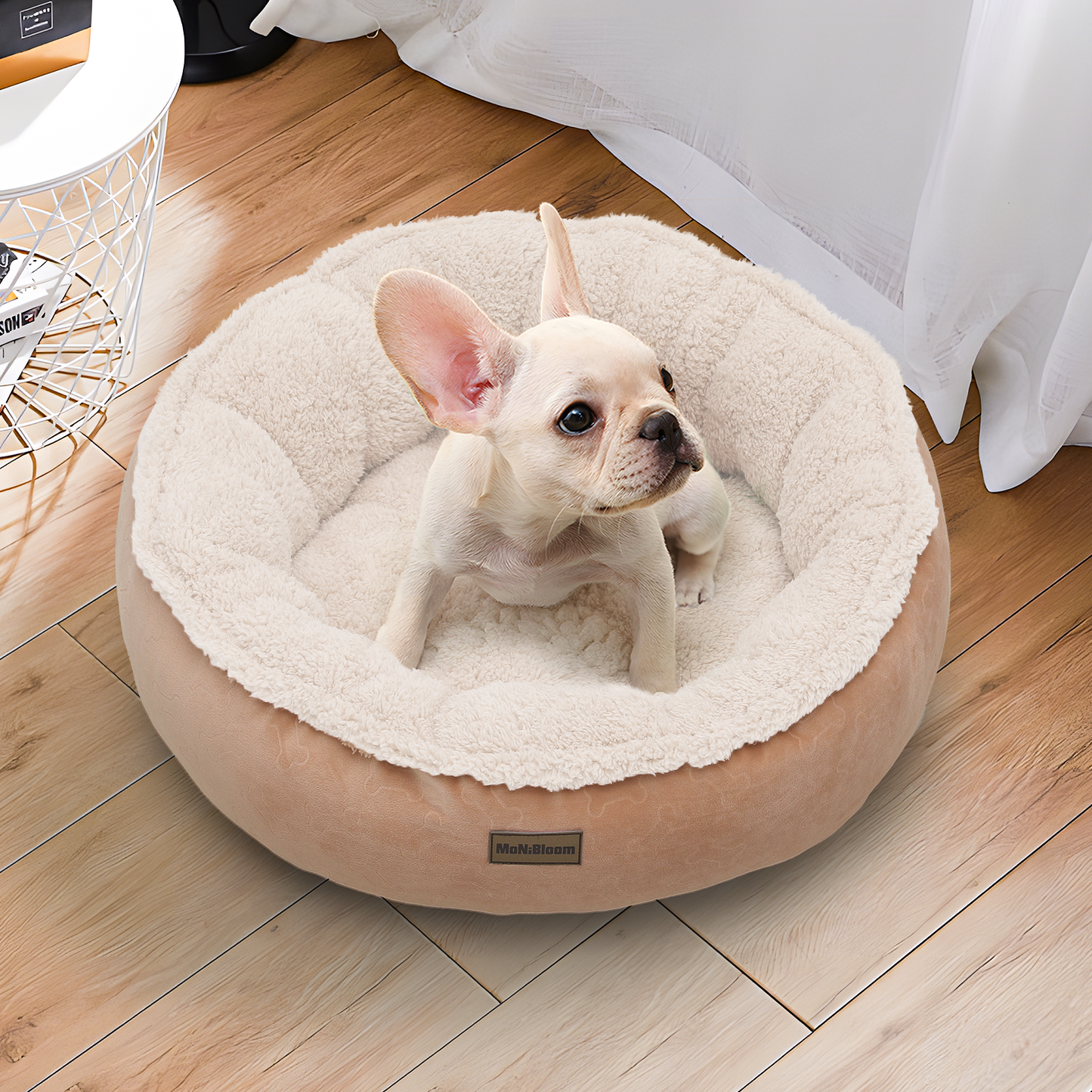 Pet Bed - Round - 23.5'' Diameter - Short Plush - Machine Washable