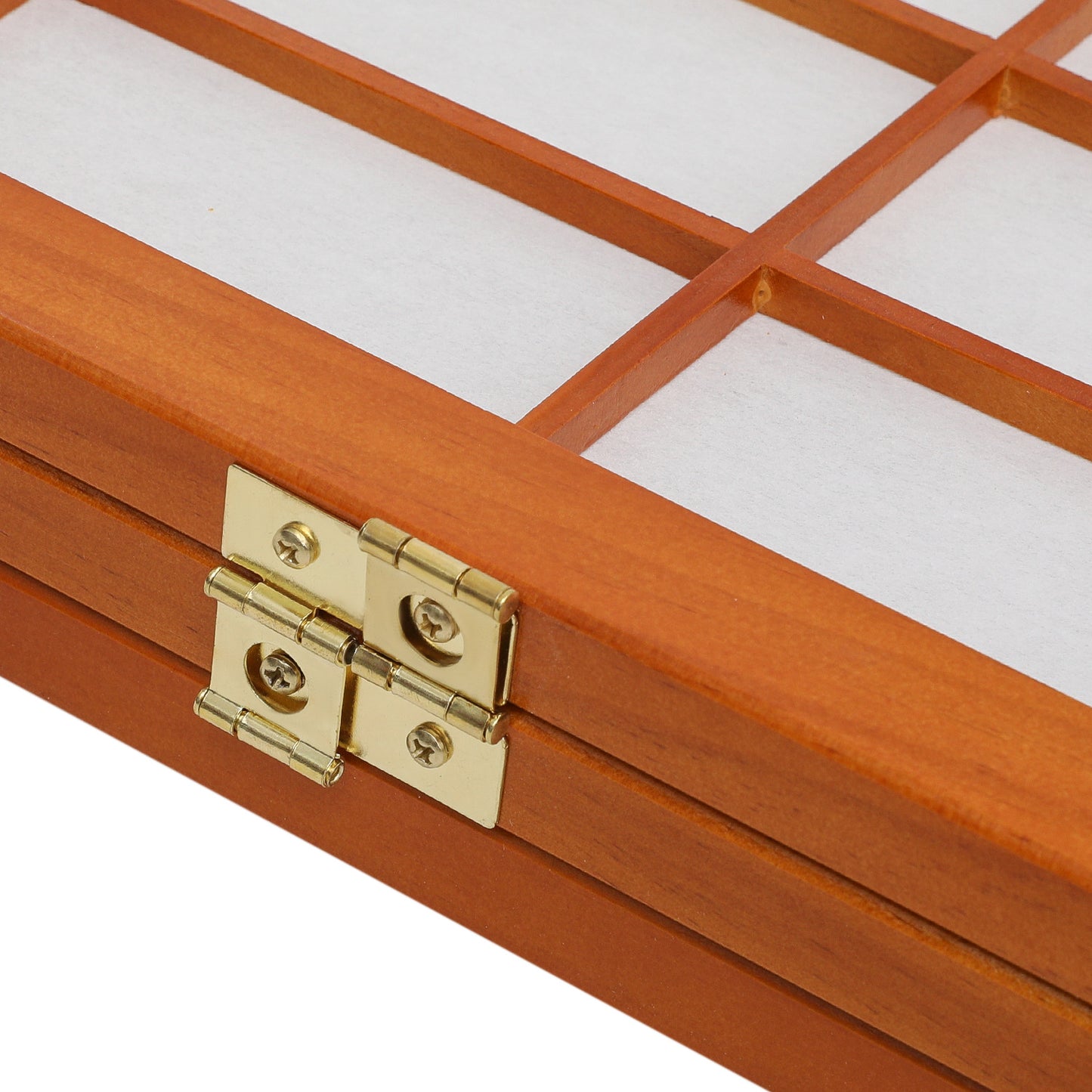 3-Panel Small Grid Room Divider - Walnut