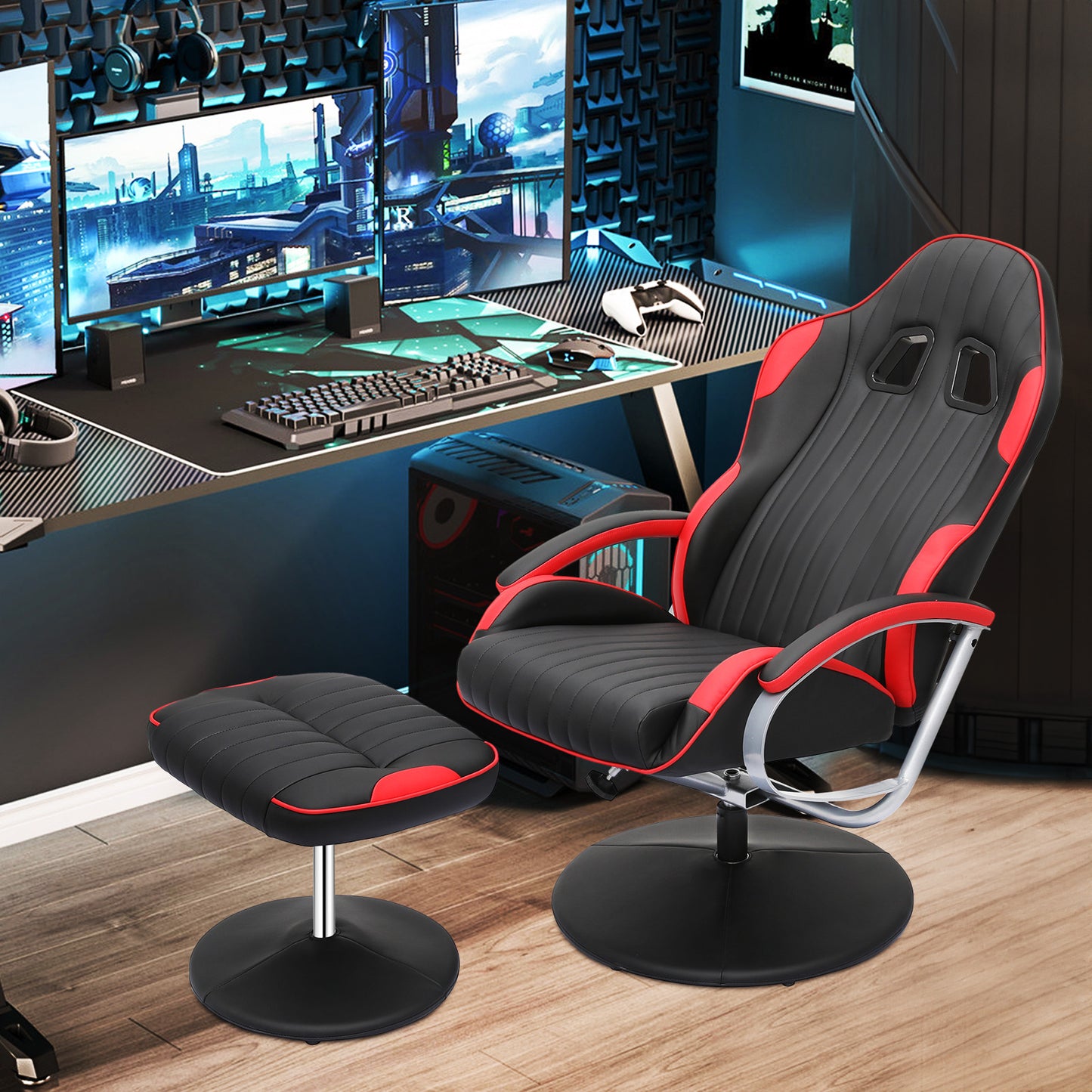 Gaming Chair with Ottoman - PU Leather