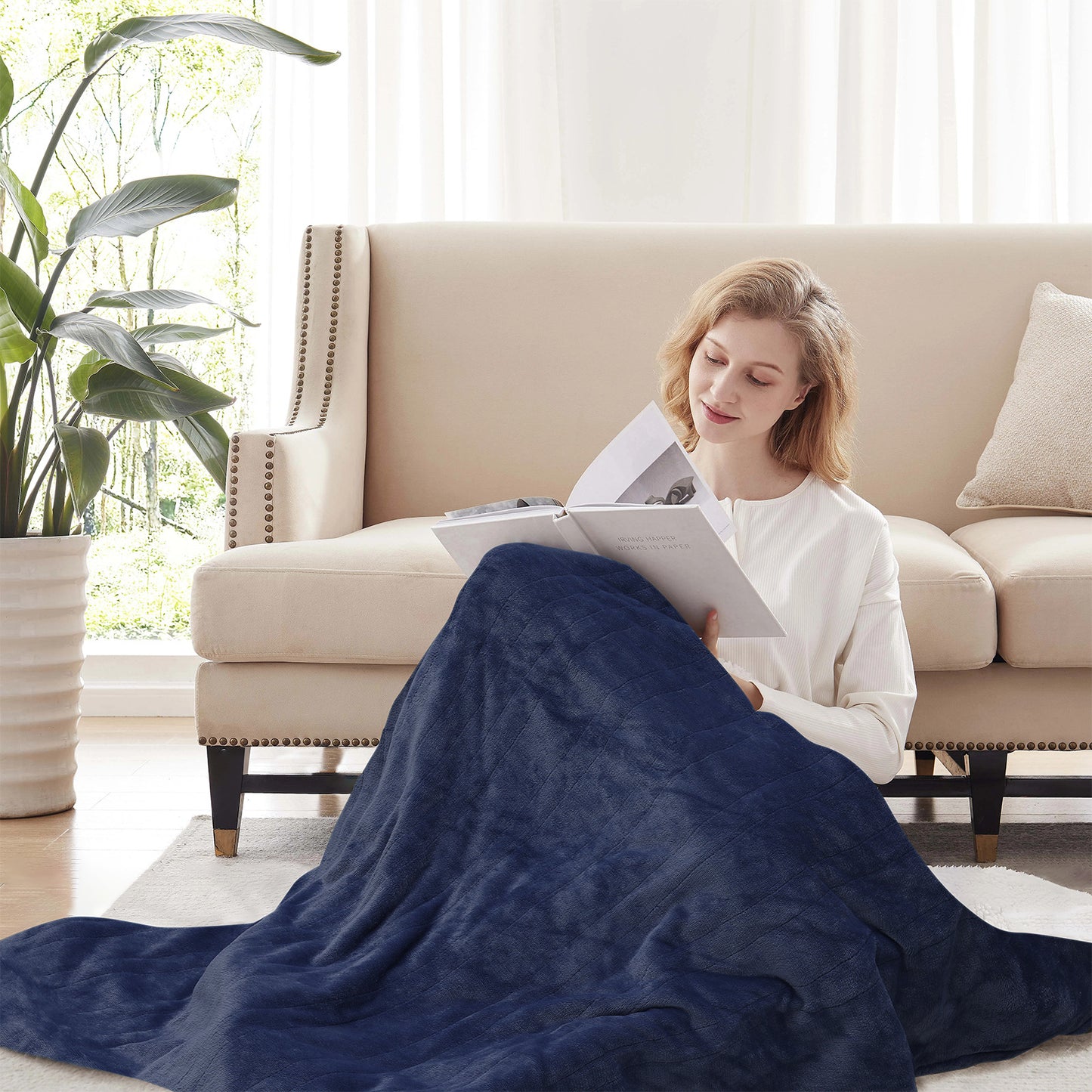 Heated Electric Blanket Throw - 60"x45" Cozy Flannel - 4 Hour Timer 3 Heating Levels