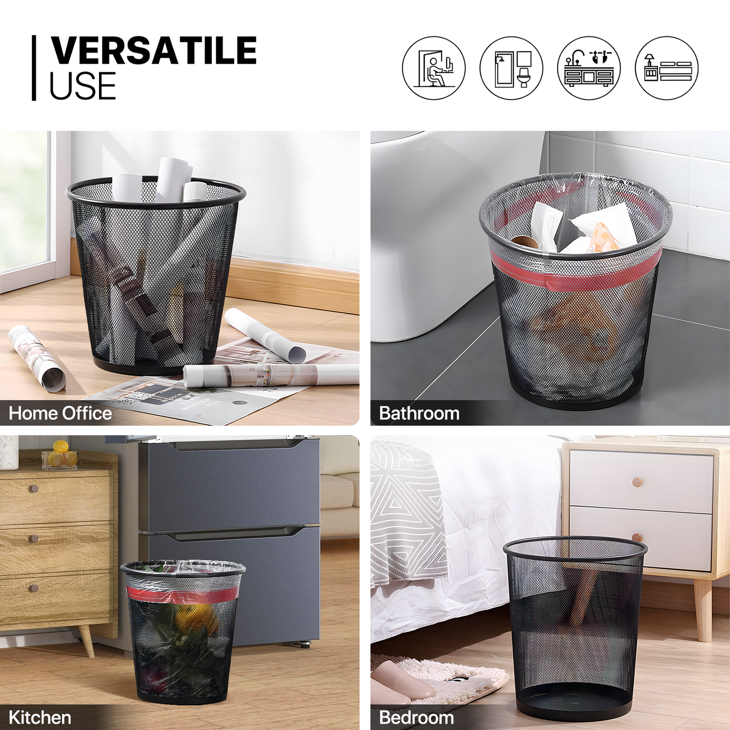 5 Gallon Trash Can - 2 Pieces - Round Mesh Metal - Open-Top