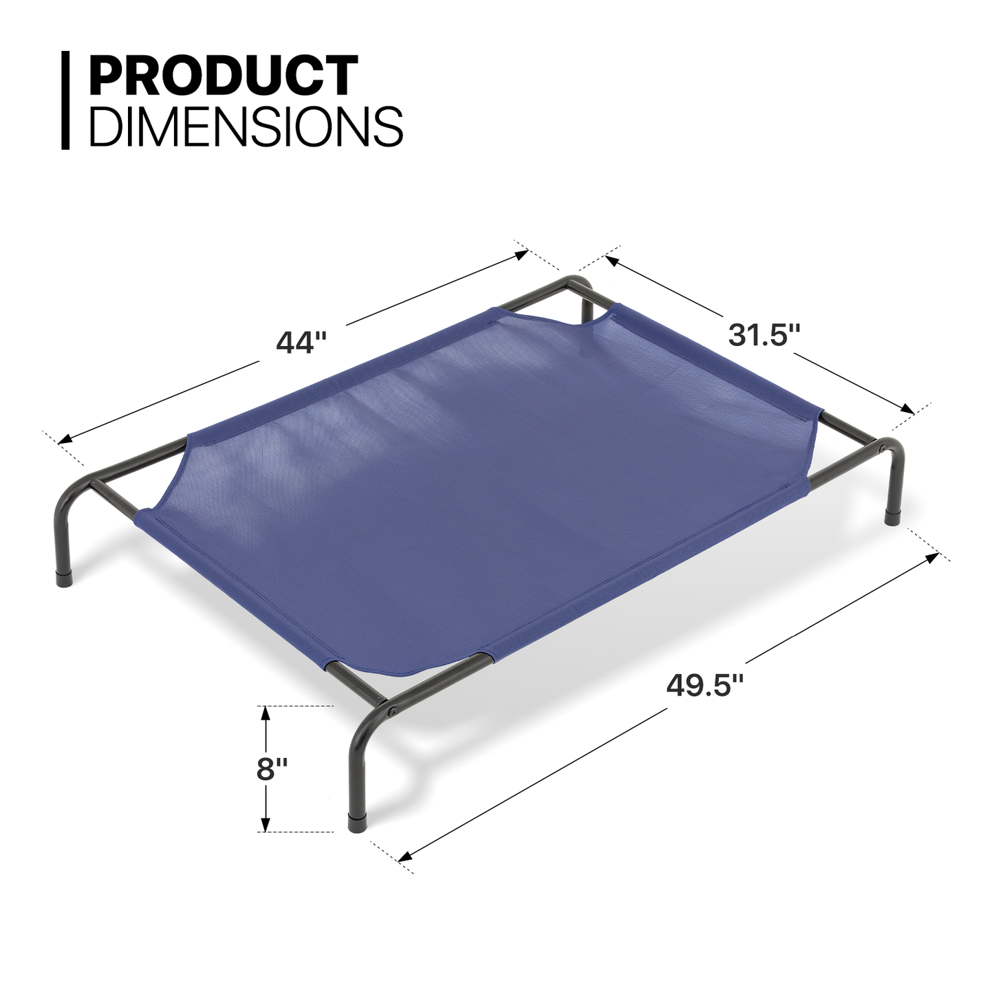 Elevated Dog Bed - Non-Slip Cooling Pet Bed - 49.5'' Length