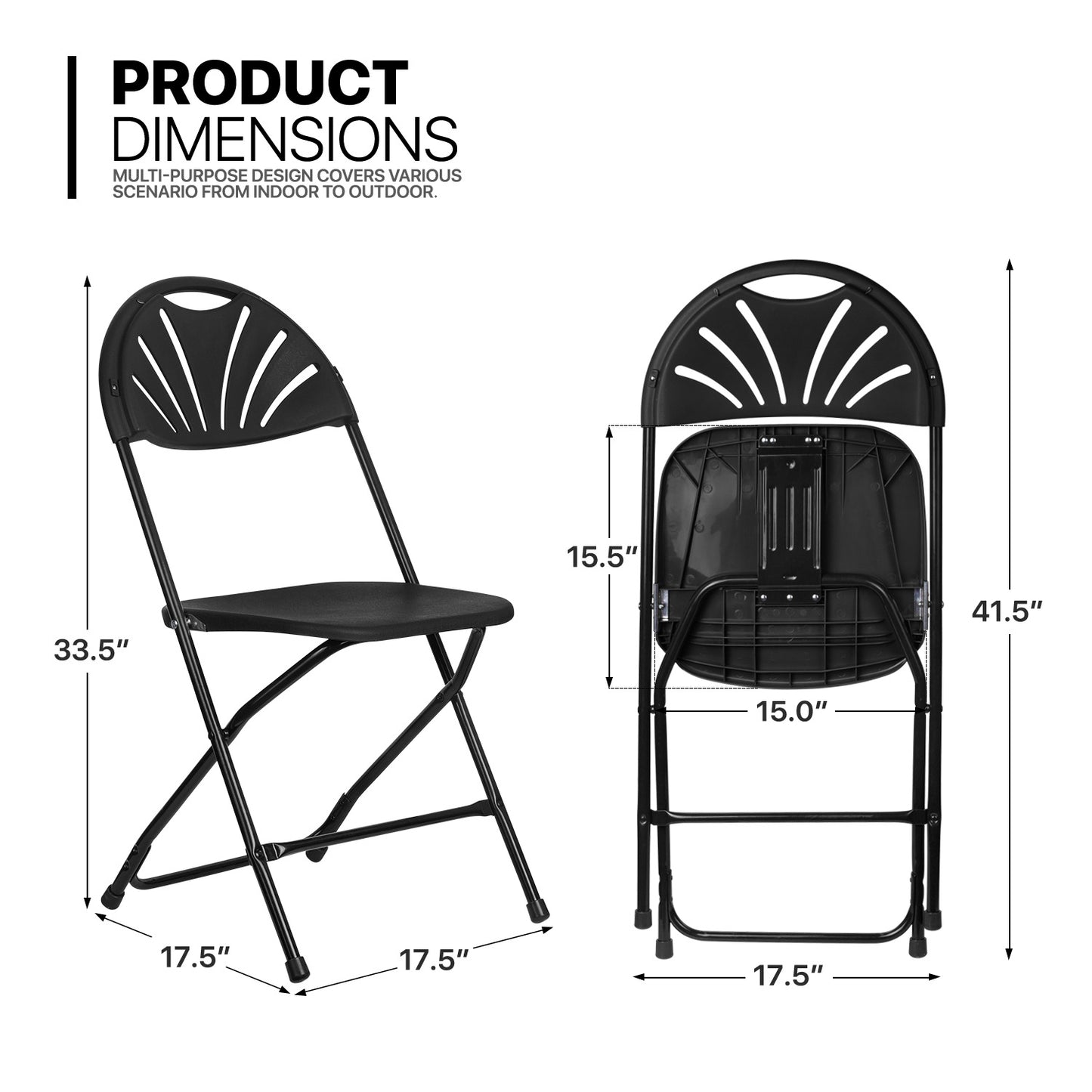 10 Pcs Fan Back Foldable Chair
