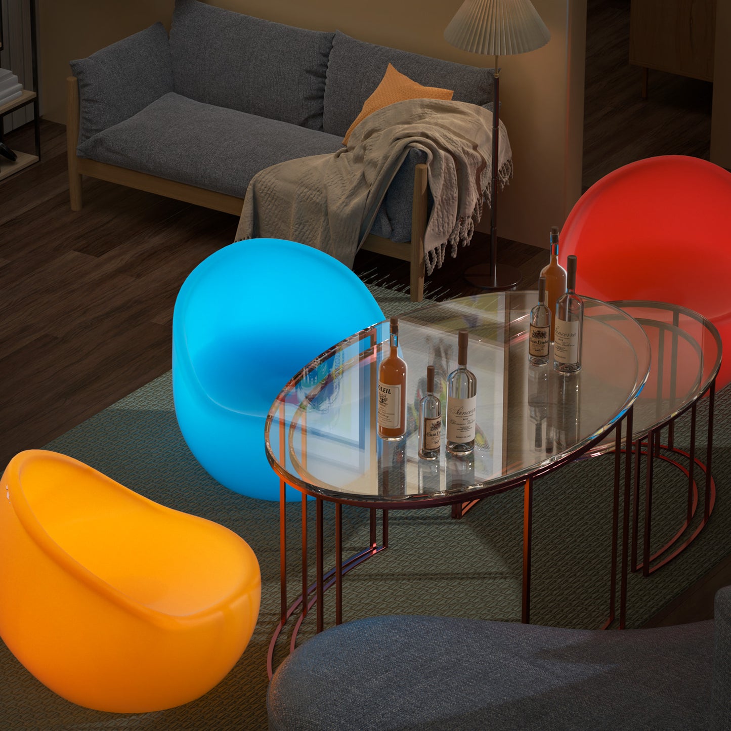 LED - Stool - Egg Shape - 16 Colors Remote Control