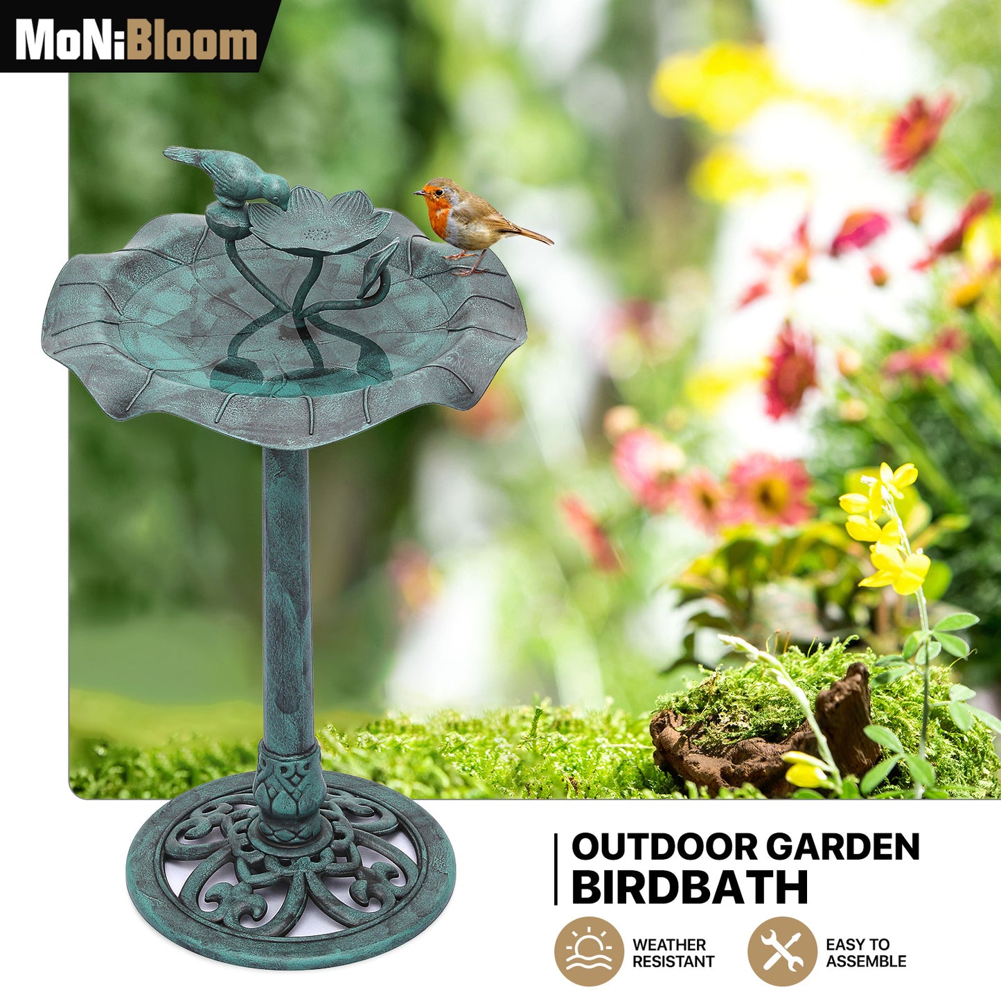 28" Garden Bird Bath - 3 Pcs Nails