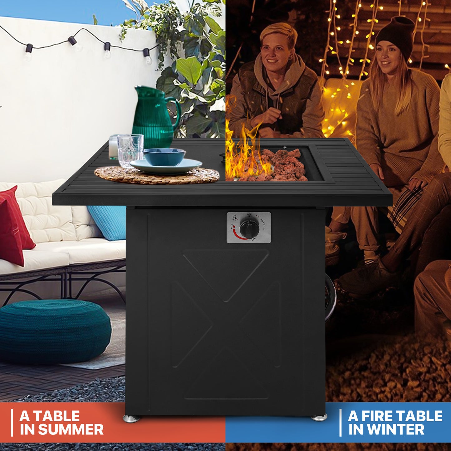 28" Square Fire Pit - Gray