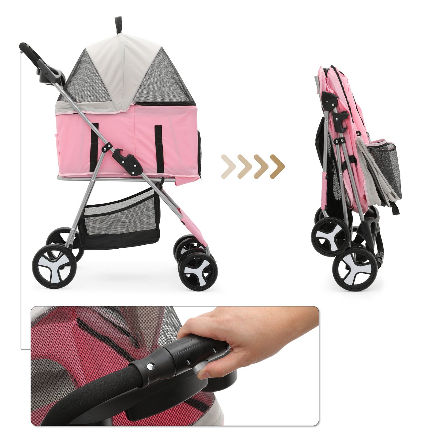 4 Wheels Pet Stroller - 28*19*38 inch - Detachable Basket