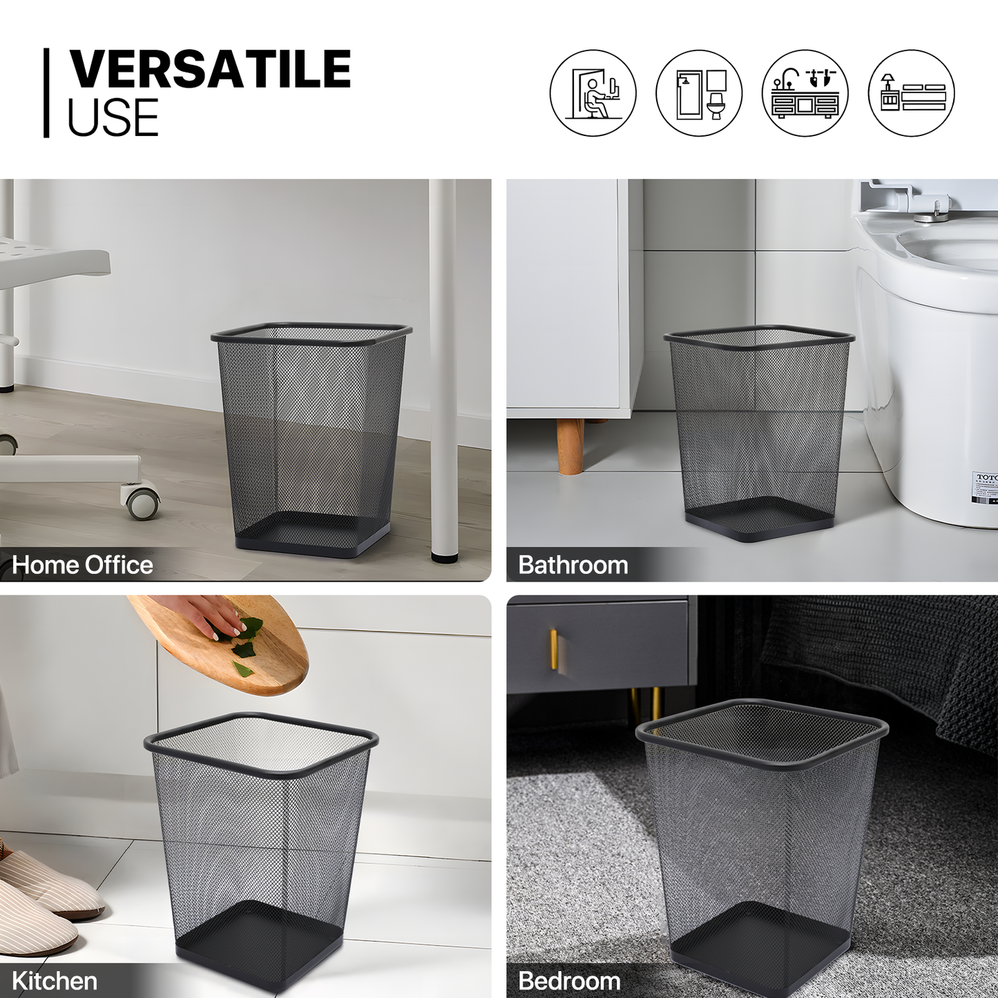 5 Gallon Trash Can - 2 Pieces - Rectangle Mesh Metal - Open-Top