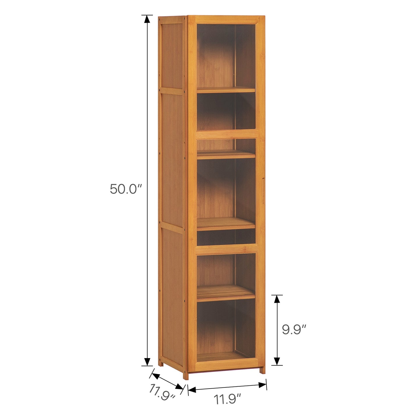 Visible Single Door Bookcase - Bamboo/Acrylic - Brown