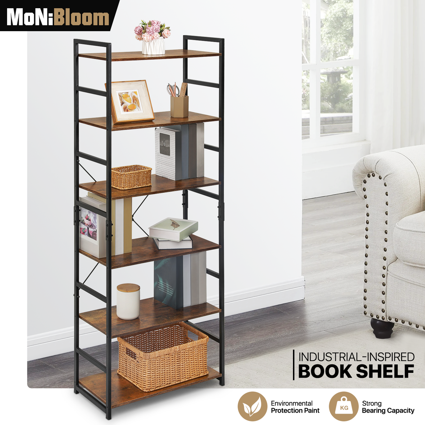 Multipose-use Bookcase Storage Rack 24"x12"x47.5" - 4 Tier