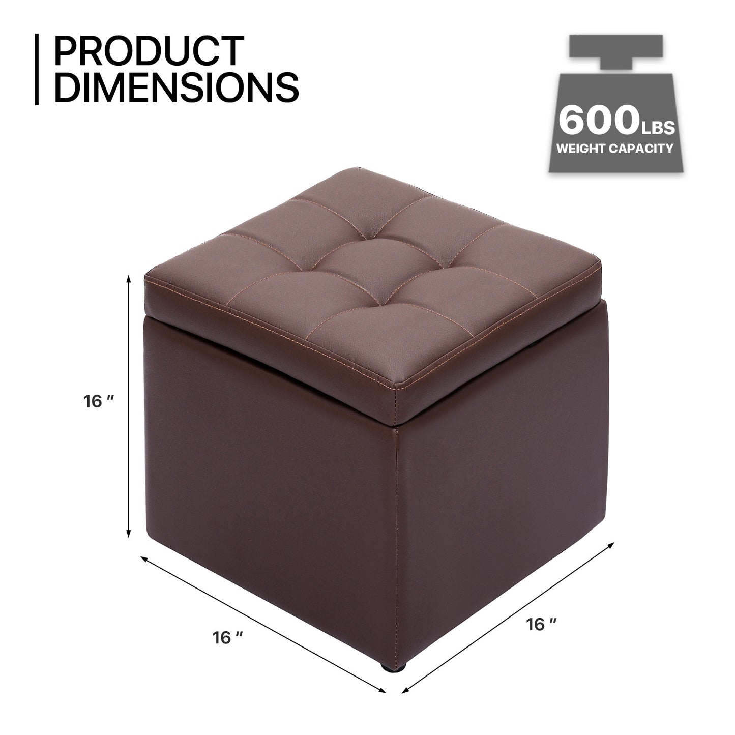 Living Home Decor Classic Cube Unfold Storage Ottoman Benches Faux Leather