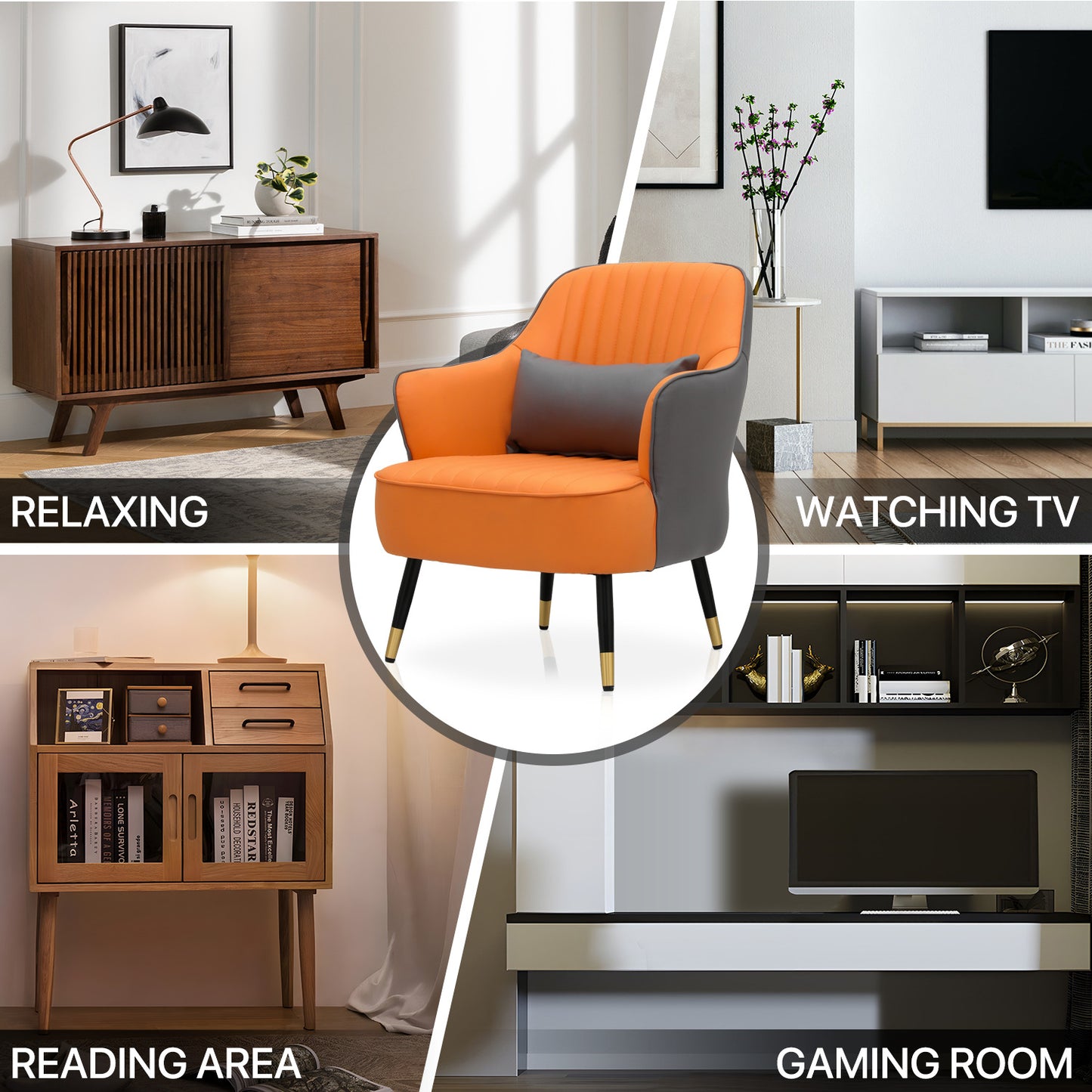 Laux Leather Accent Chair - Single Sofa - 30" Width