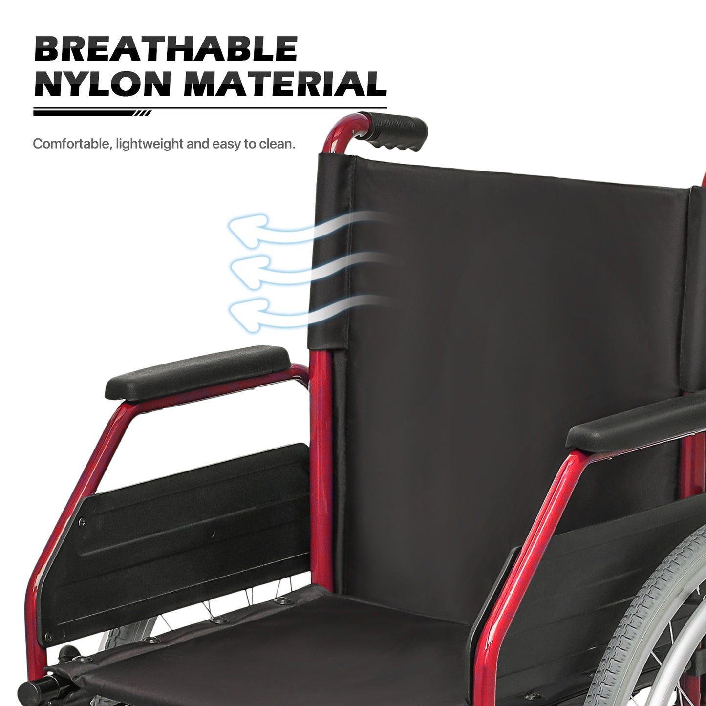 Manual Wheelchair - 7.5'' Front & 23.5'' Rear Wheel - 17"x15.5'' Nylon Seat