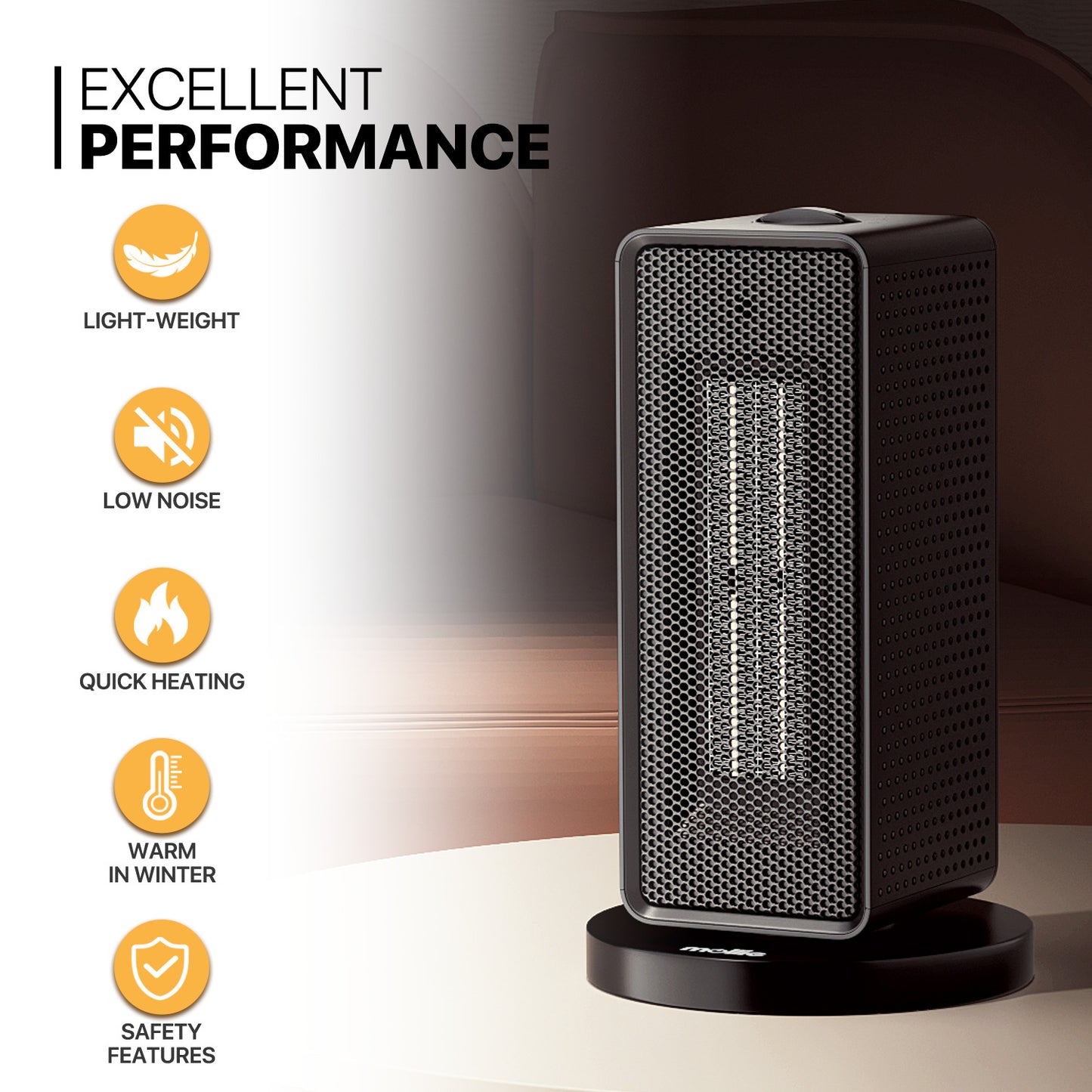 1200W Electric Cuboid PTC 160 sq.ft Space Heater w/Silent Knob