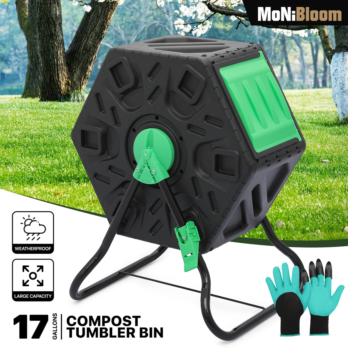 17 Gallon Compact Compost Bin - with Gloves