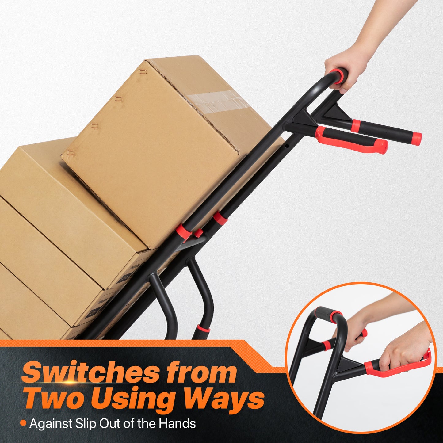 6-Wheeled Folding Hand Truck w/Stair Climber - Black/Red