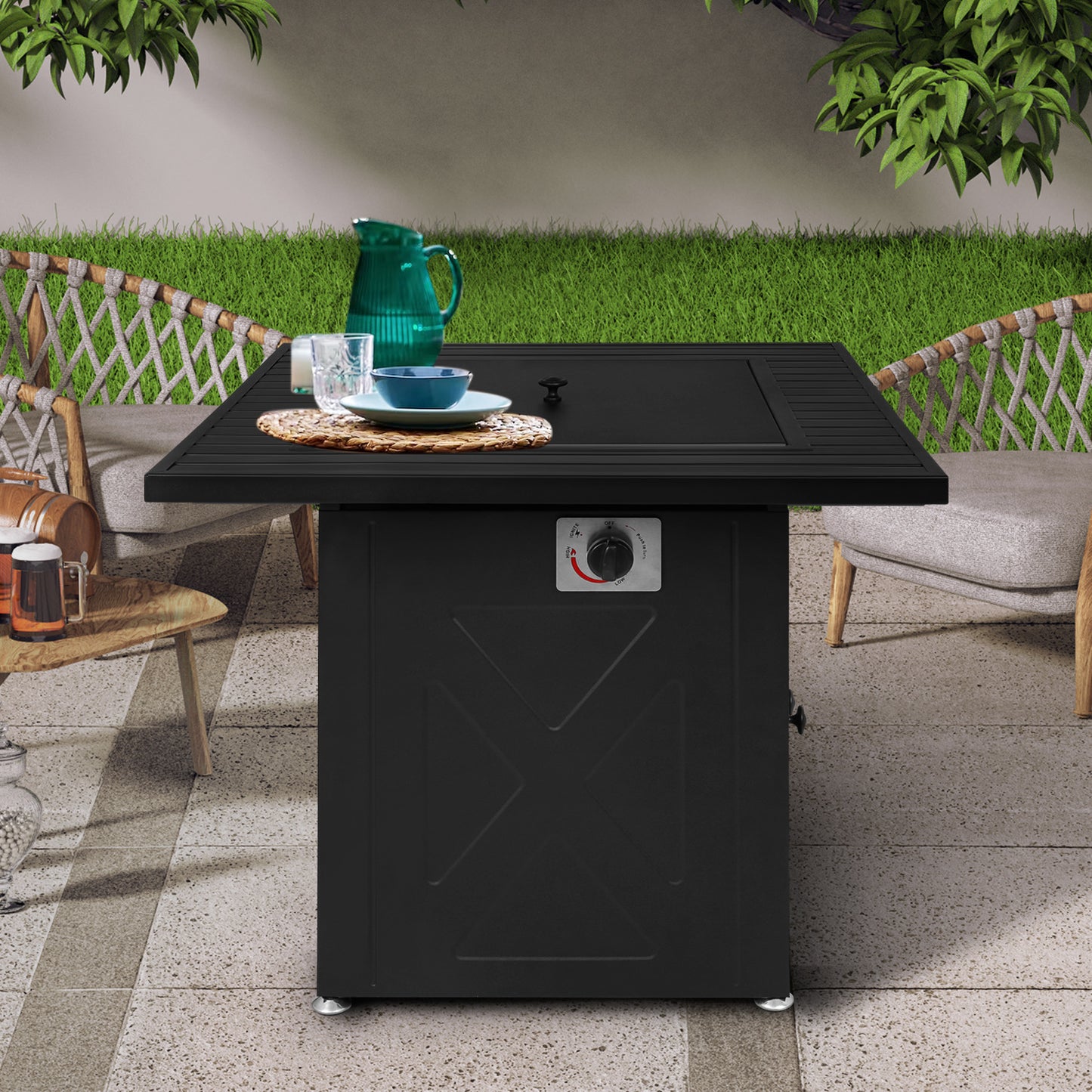 28" Square Fire Pit - Black
