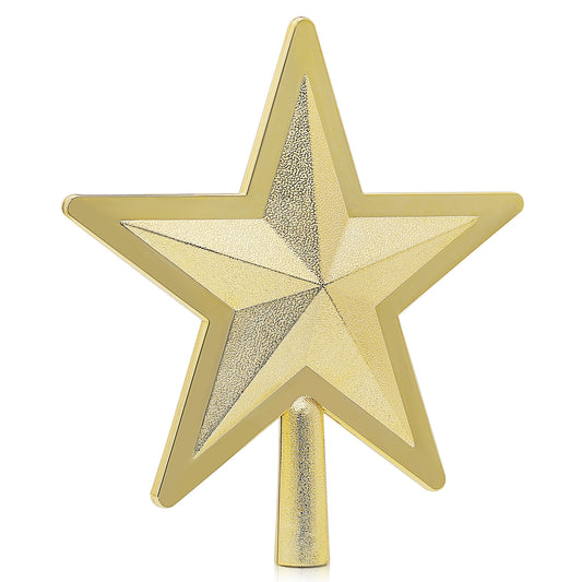 Tree Topper Star - 8.5'' Height - Shiny Glitter Surface - Gold