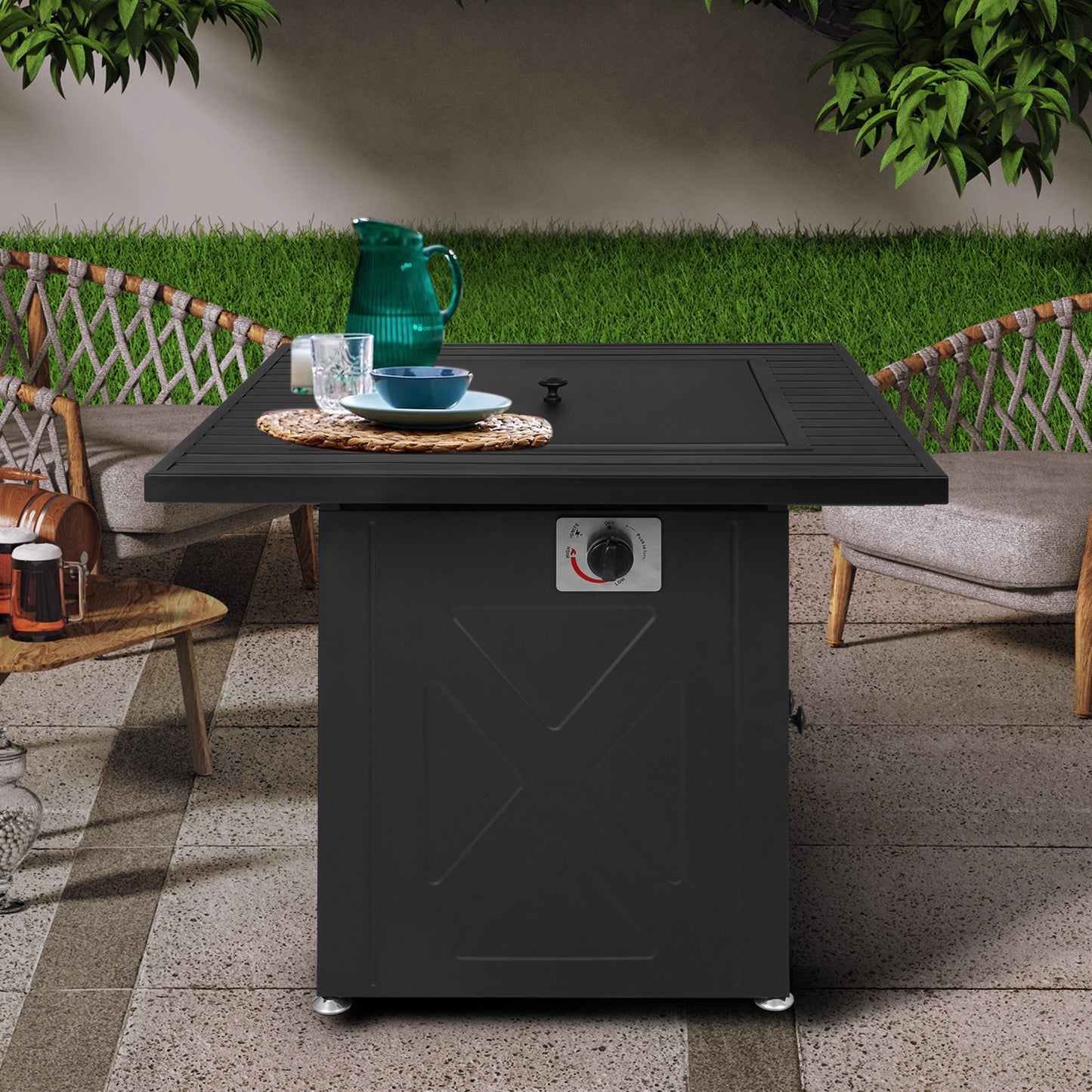 28" Square Fire Pit - Gray