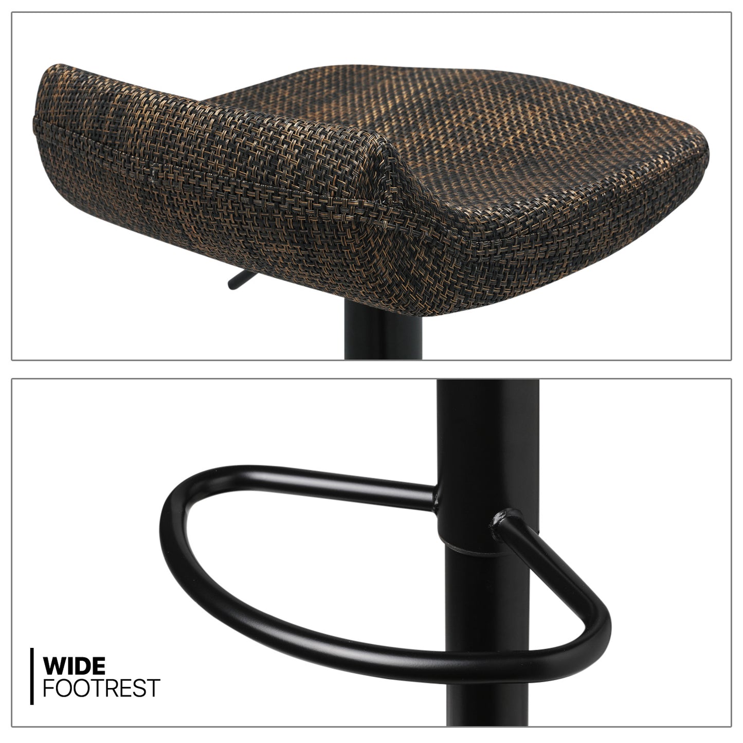 2 Pcs Rotatable Rattan Bar Stool Black/Brown